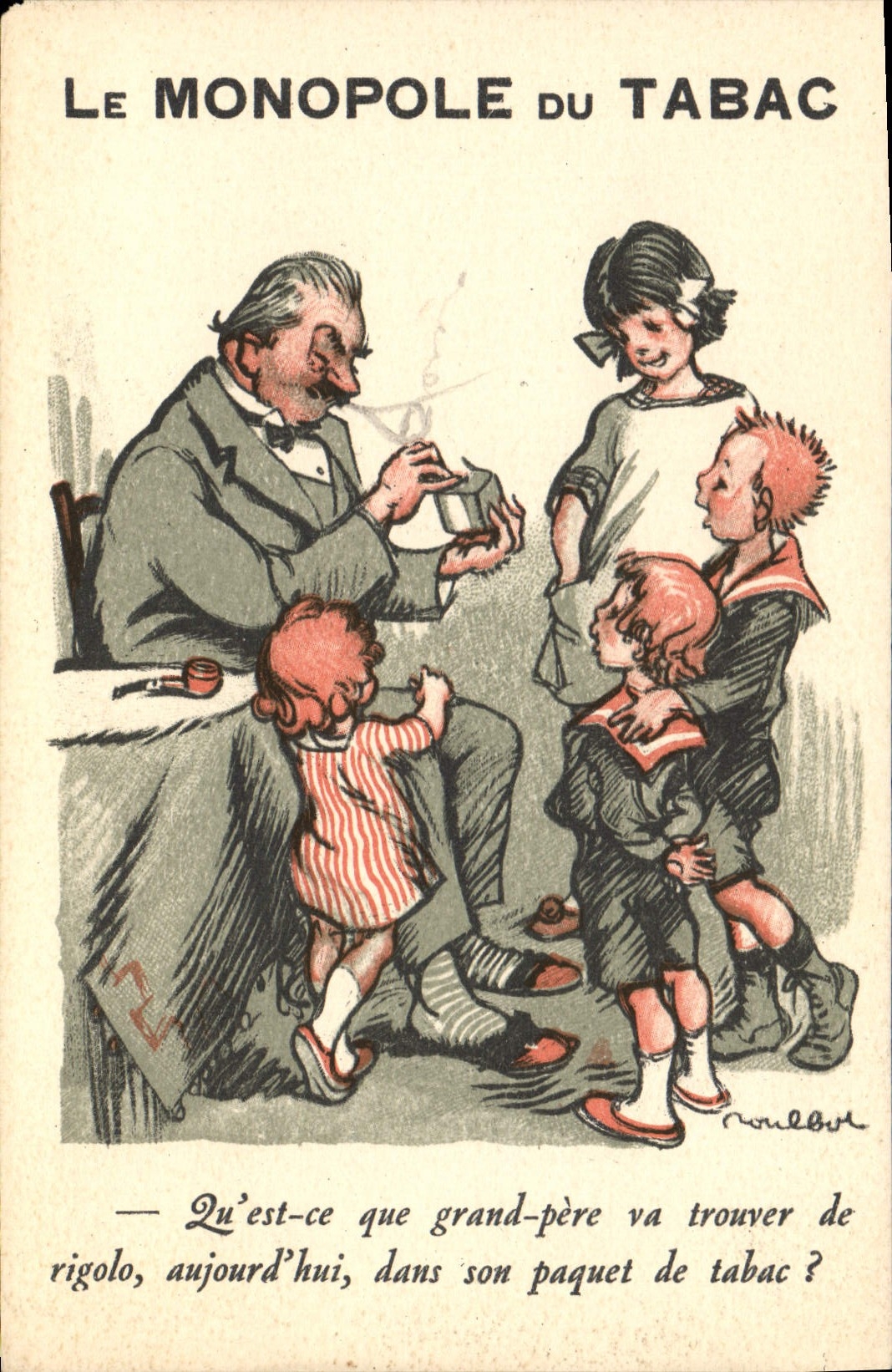 VINTAGE POSTCARD Tobacco the monopoly of the tobacco Poulbot Illustrator