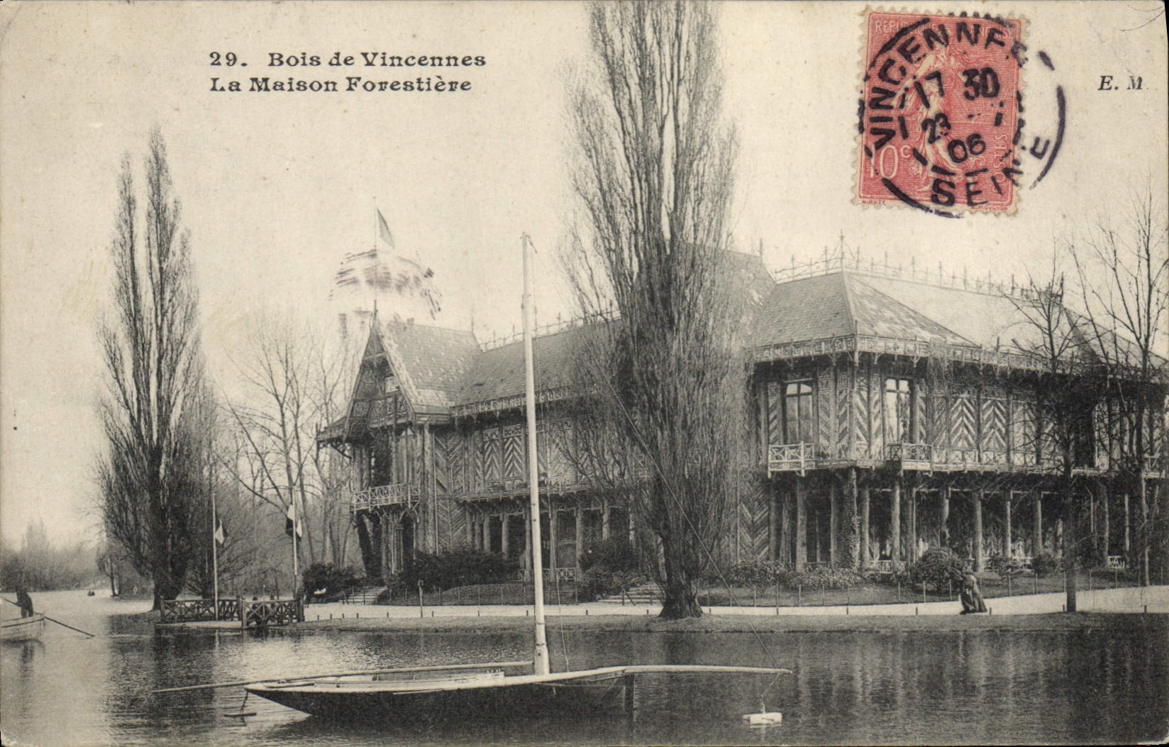 VINTAGE POSTCARD Drill Wood of Vincennes House forestiere