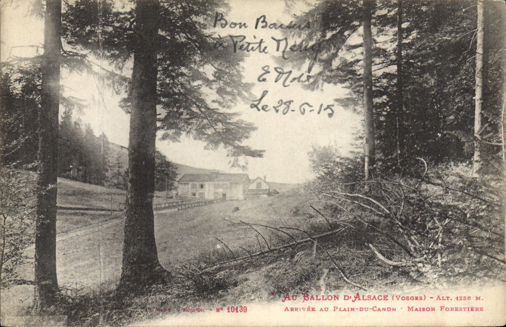 VINTAGE POSTCARD Drill Balloon of Alsace Arrived at the Lime pit of Canon House forestiere