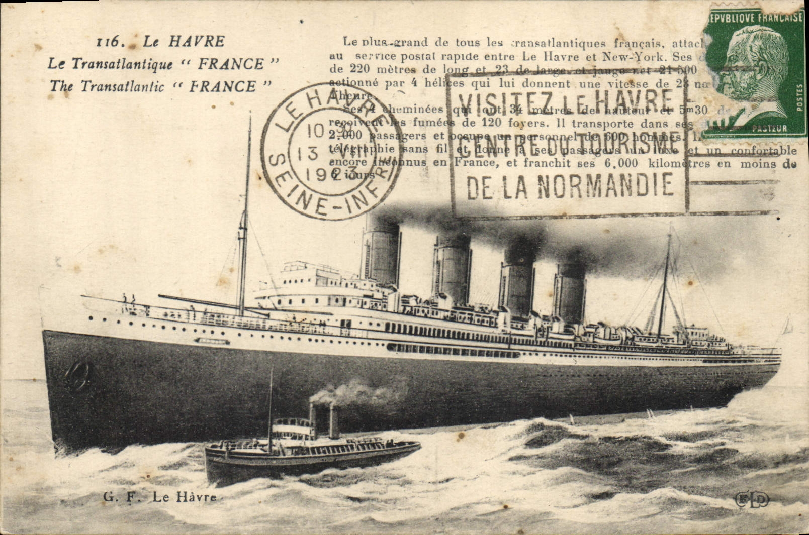 CPA Bateau Paquebot Le Havre Le Transatlantique France