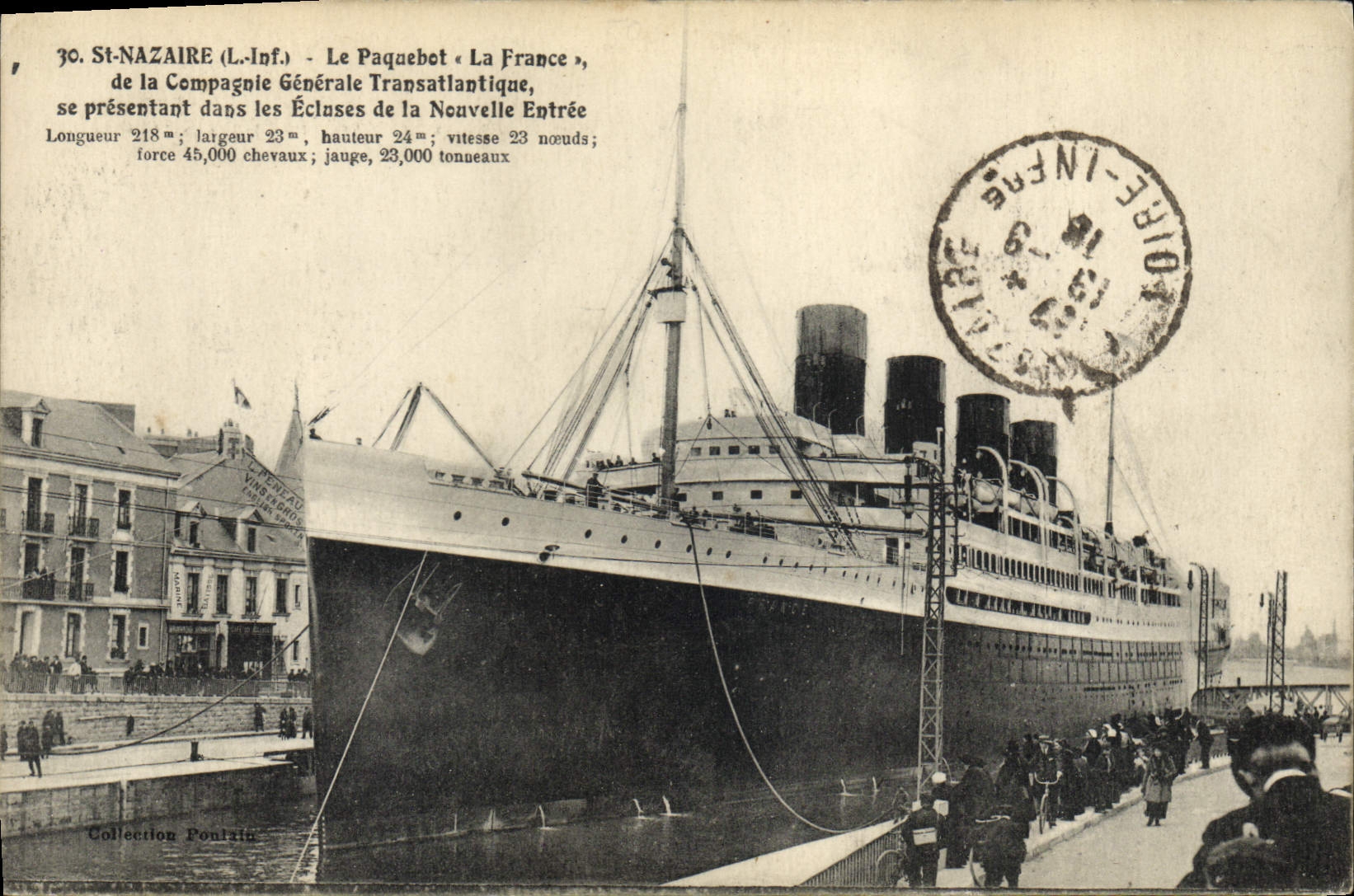 CPA Bateau Paquebot La France St Nazaire Compagnie Generale Transatlantique
