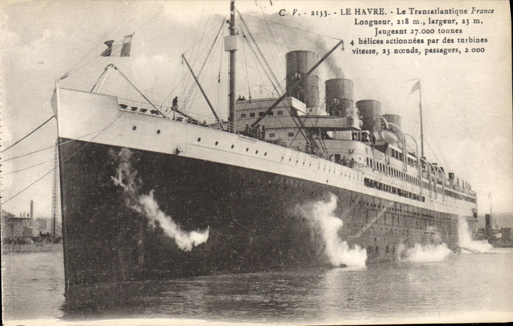 VINTAGE POSTCARD Boat Transatlantic Steamer France