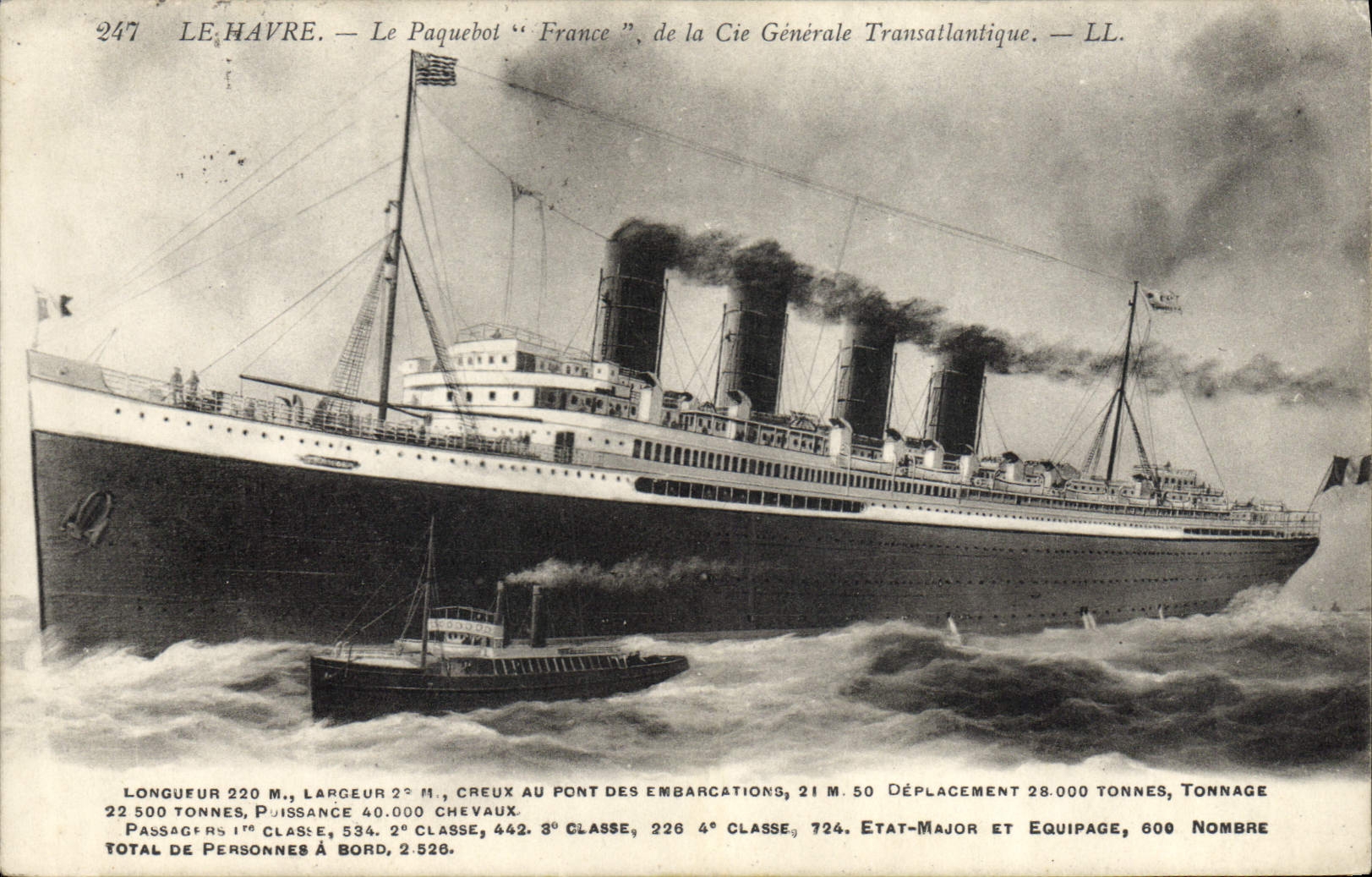 CPA Bateau Paquebot France de la Compagnie Generale Transatlantique Le Havre 