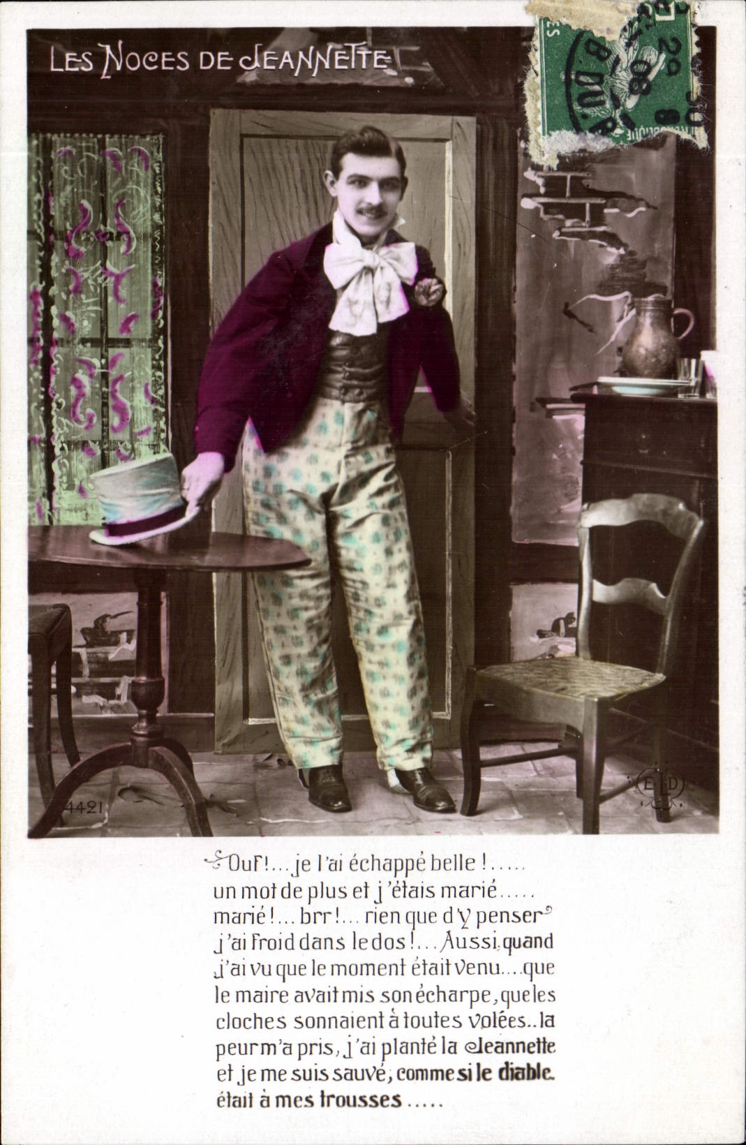 VINTAGE POSTCARD Fantasy Woman weddings of Sleeve-board Man