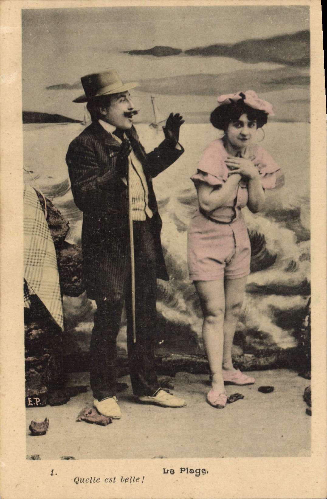 VINTAGE POSTCARD Fantasy Woman the beach