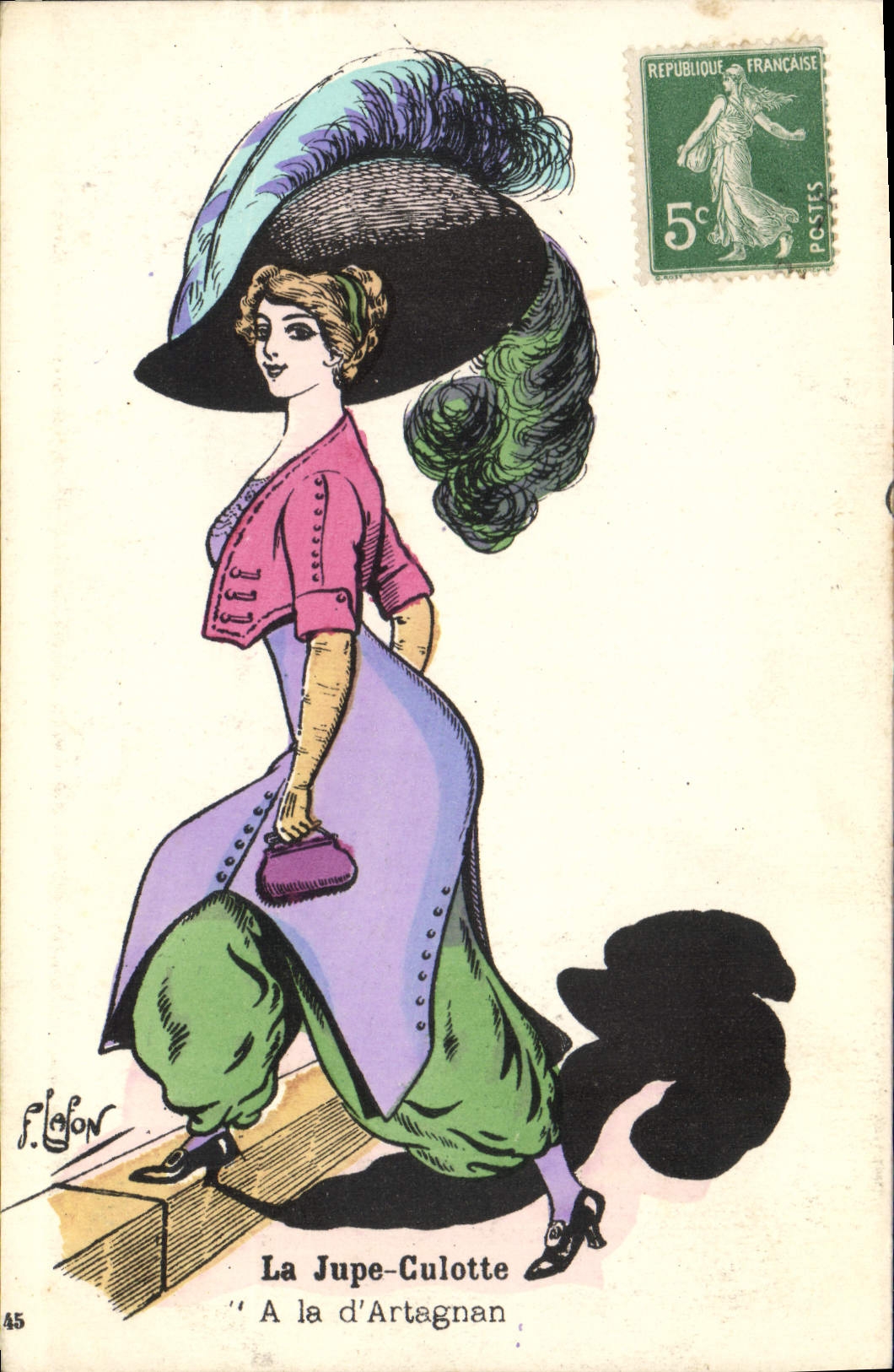 CPA Fantaisie Illustrateur Lafon Femme La jupe culotte a la d'Artagnan Artagnan Mousquetaire