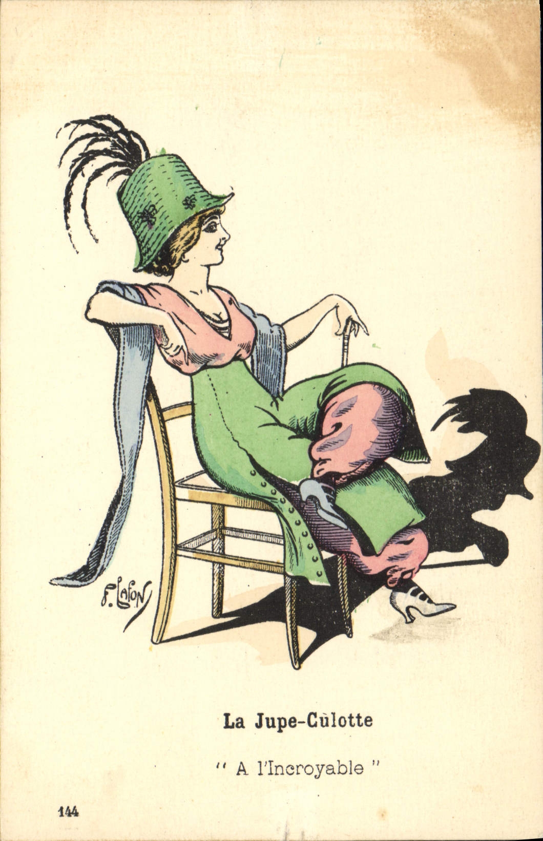 CPA Fantaisie Illustrateur Lafon Femme La jupe culotte A l'incorayble