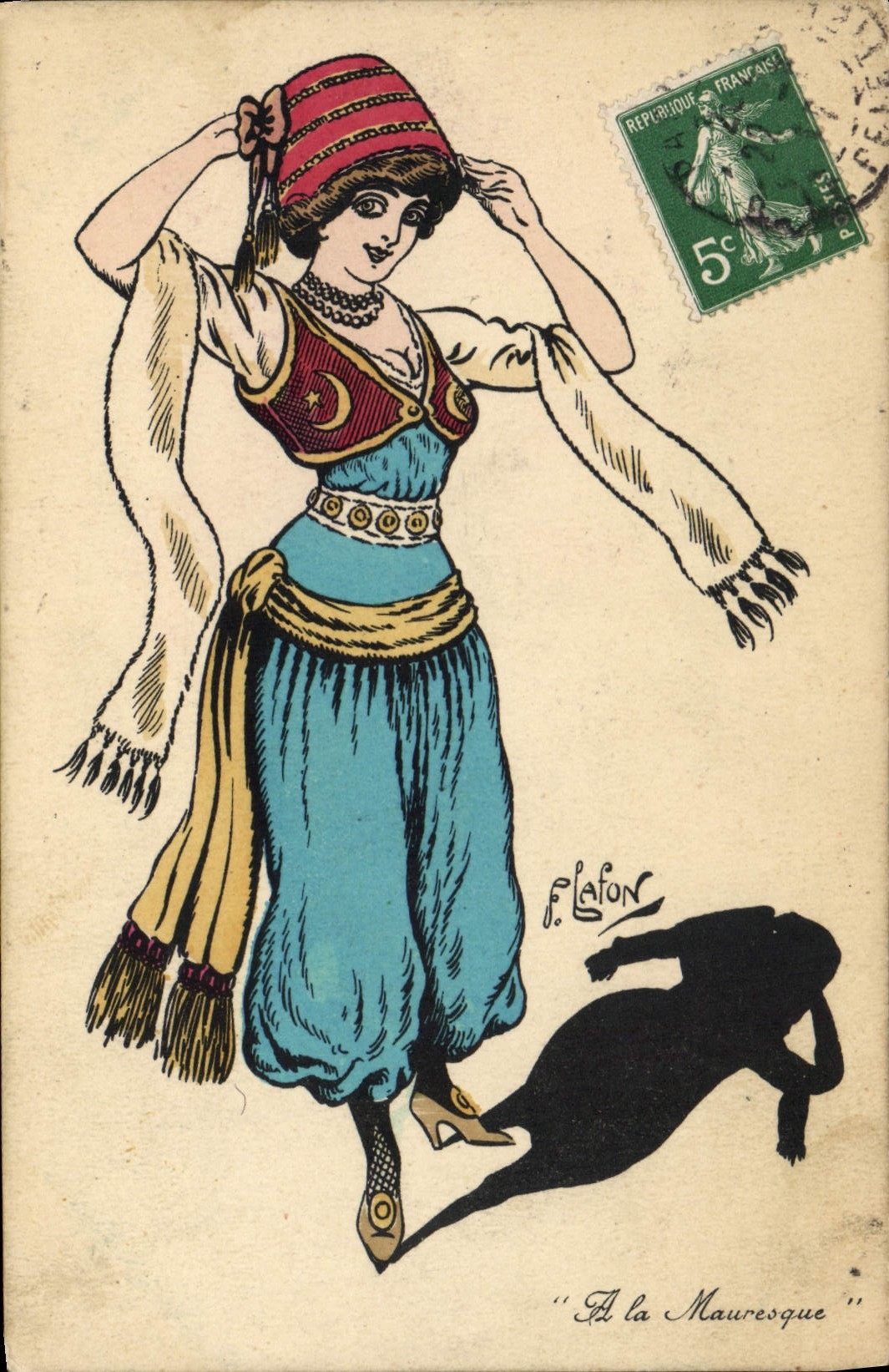 CPA Fantaisie Illustrateur Lafon Femme La jupe culotte A la mauresque