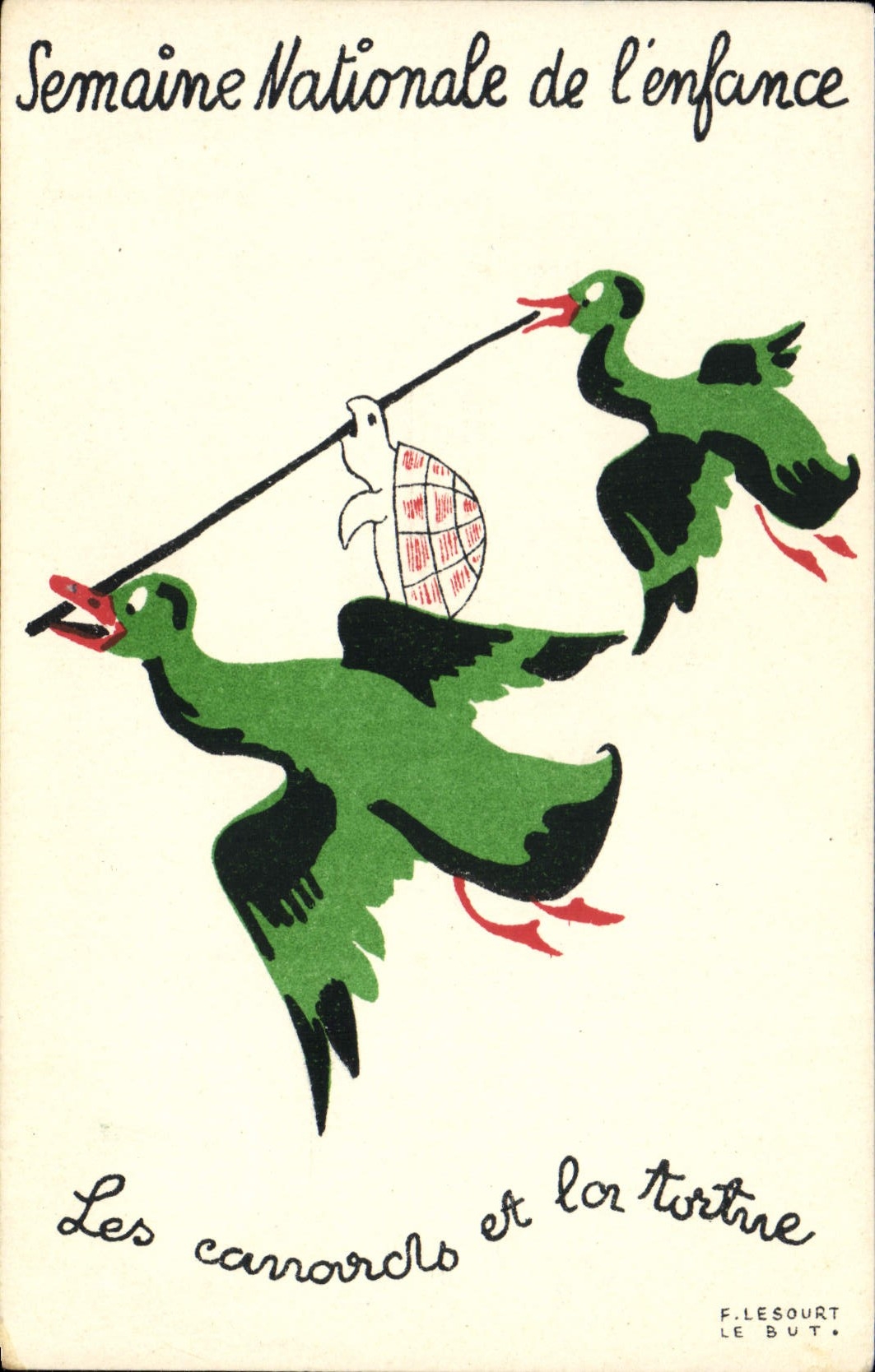 CPA Fantaisie Illustrateur Le Sourt Semaine nationale de l'enfance les canards et la tortue