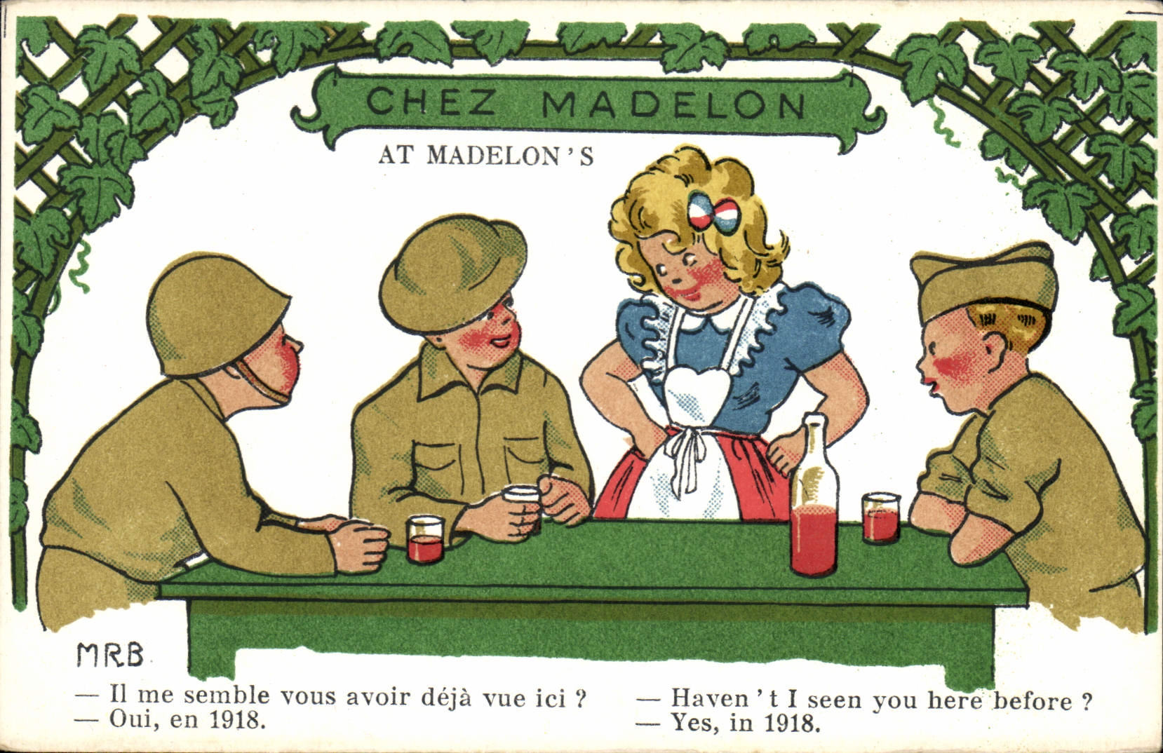 CPA Fantaisie Militaria Chez Madelon 