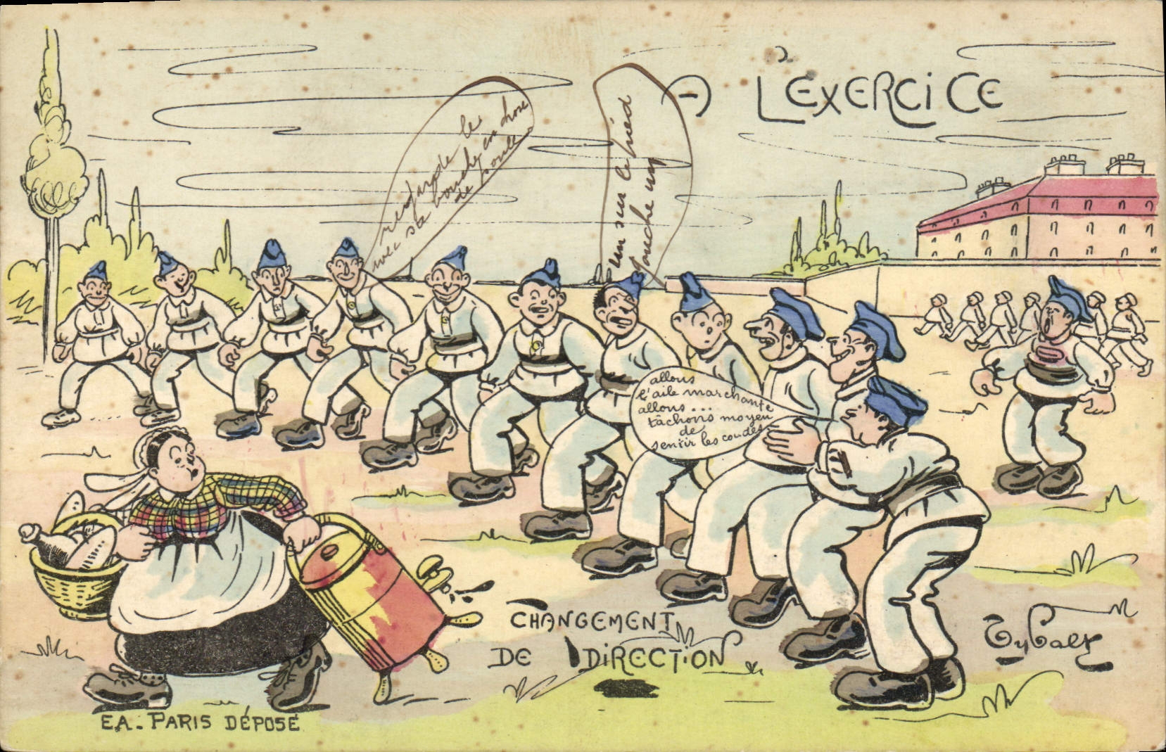 CPA Fantaisie Militaria l'exercice