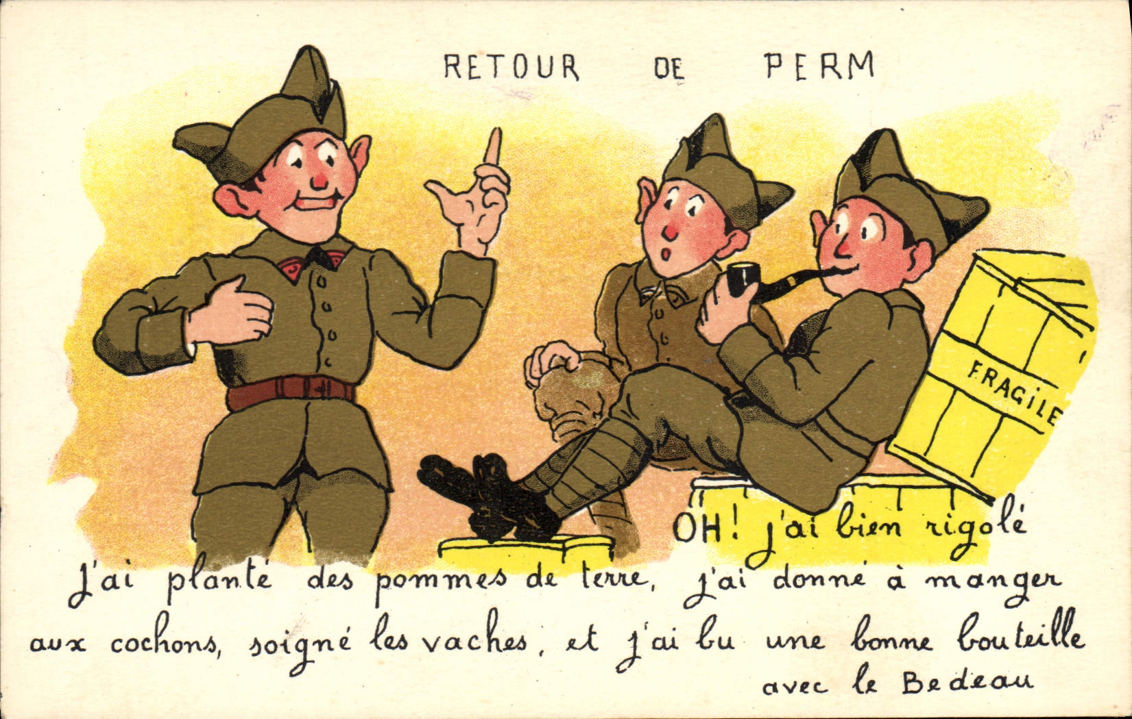 CPA Fantaisie Militaria Retour de perm