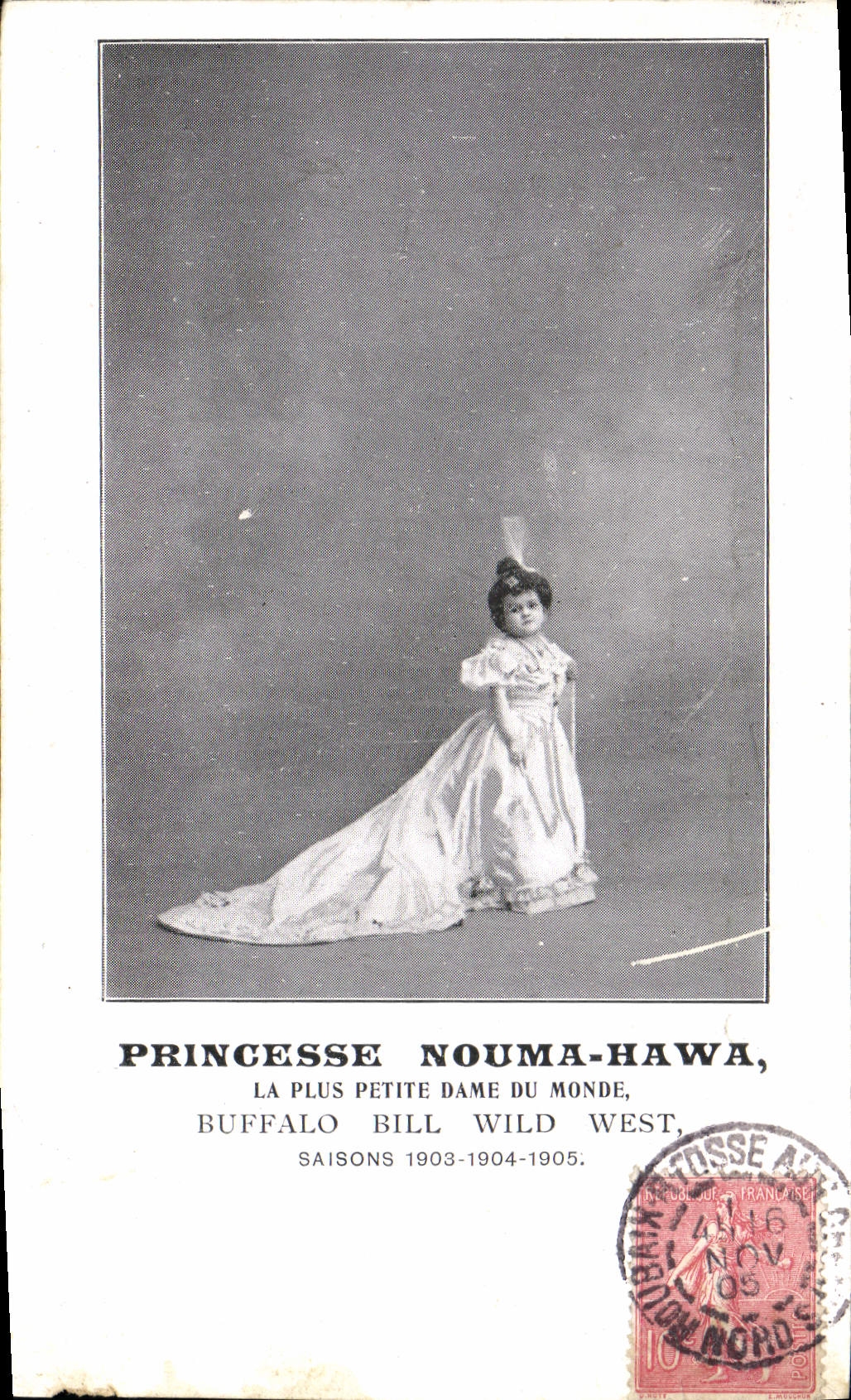 VINTAGE POSTCARD Indian Princess Nouma Hawa the smallest lady of the world Buffalo Bill Wild West