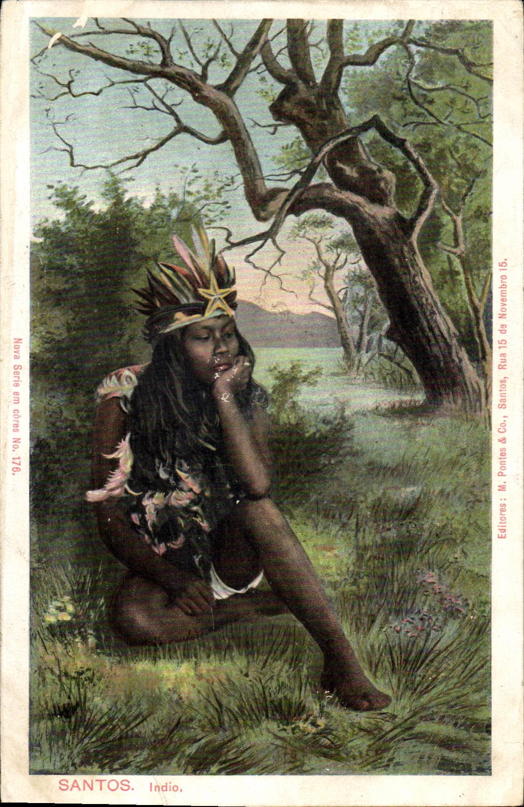 VINTAGE POSTCARD Indian Santos Indio