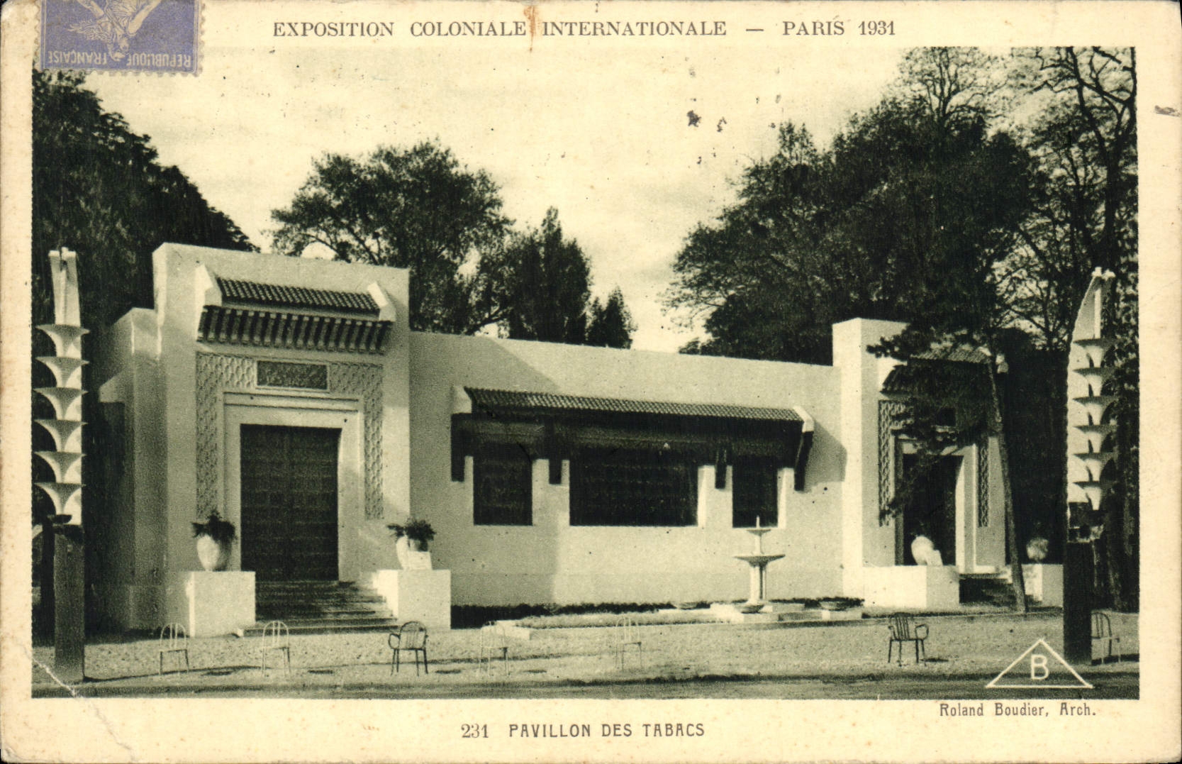 VINTAGE POSTCARD Paris Fair colonial international 1931 House of the Tobaccos