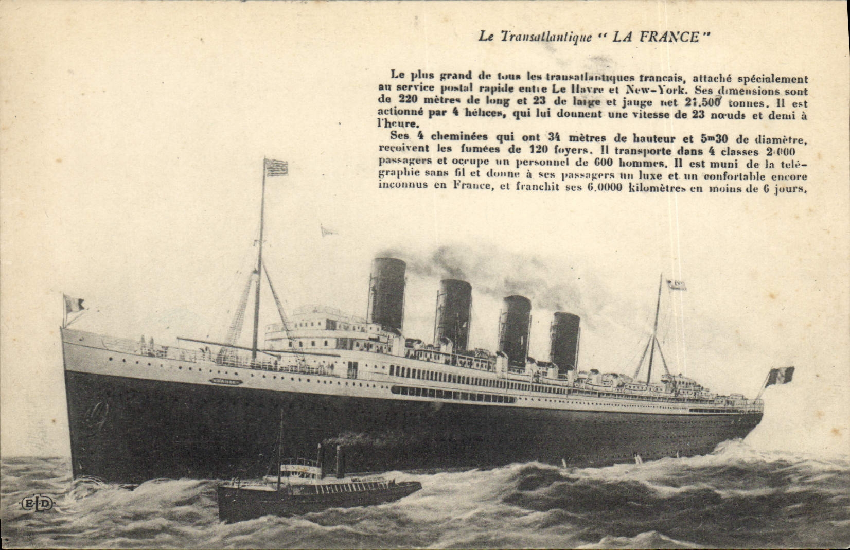 CPA Bateau Paquebot Transatlantique France