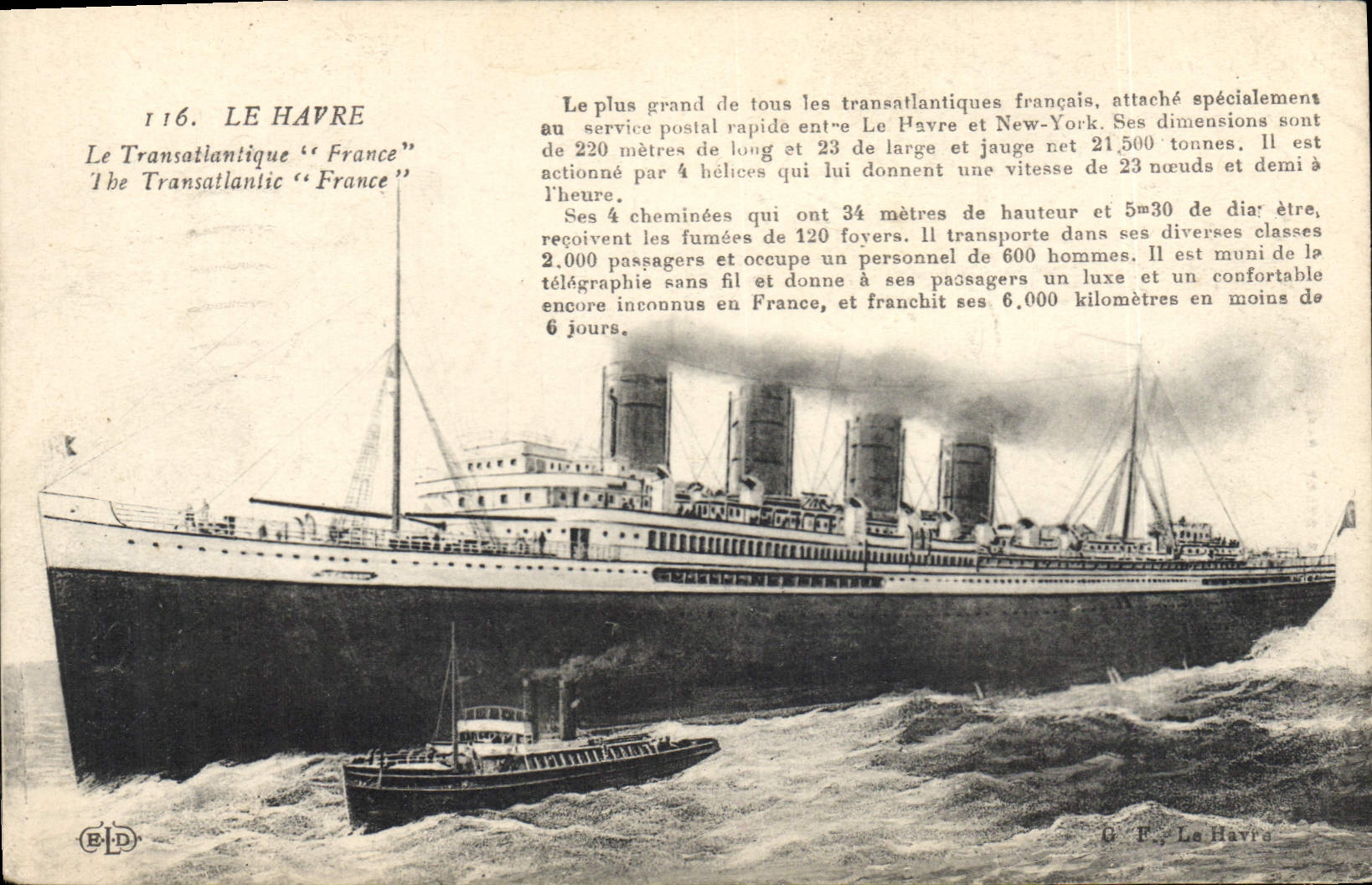 CPA Bateau Paquebot Le Havre Transatlantique France