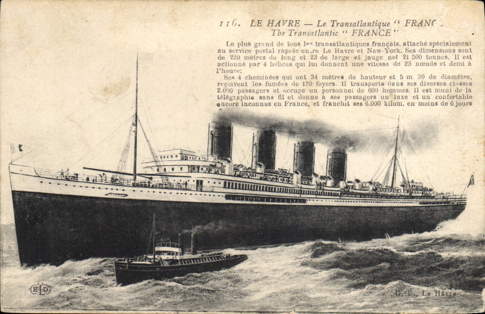 CPA Bateau Paquebot Le Havre Transatlantique France