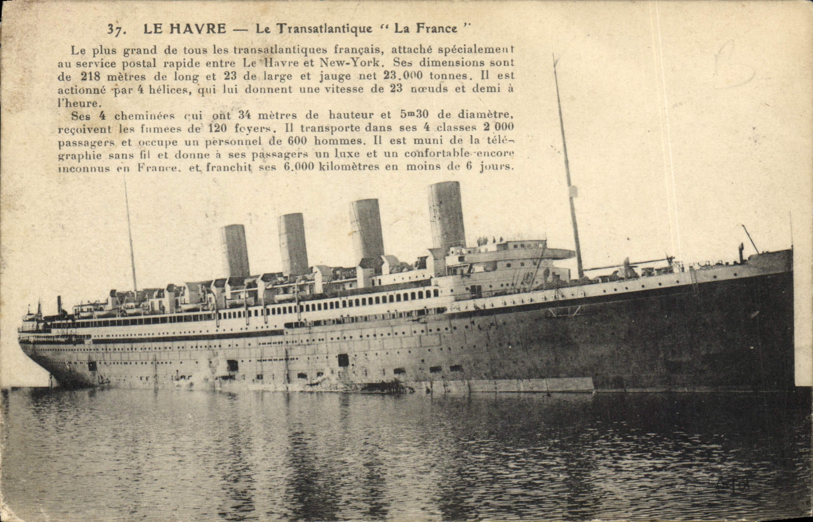 CPA Bateau Paquebot Le Havre Transatlantique France