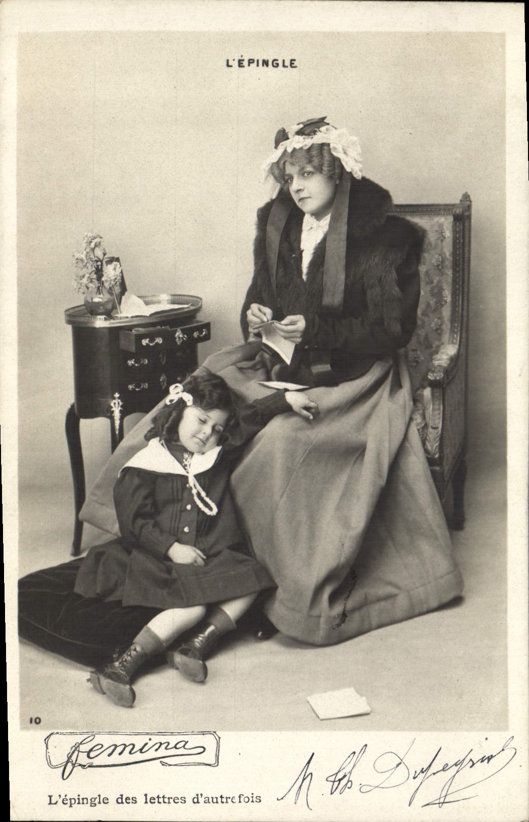 VINTAGE POSTCARD Fantasy Child wife the pin