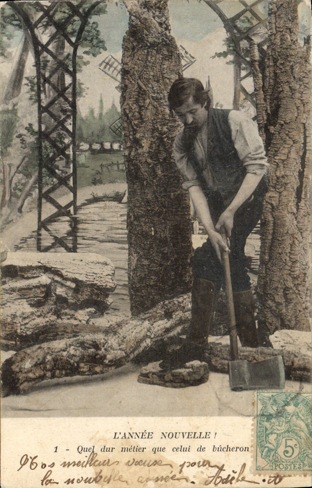 CPA Fantaisie Enfant Homme L'annee nouvelle