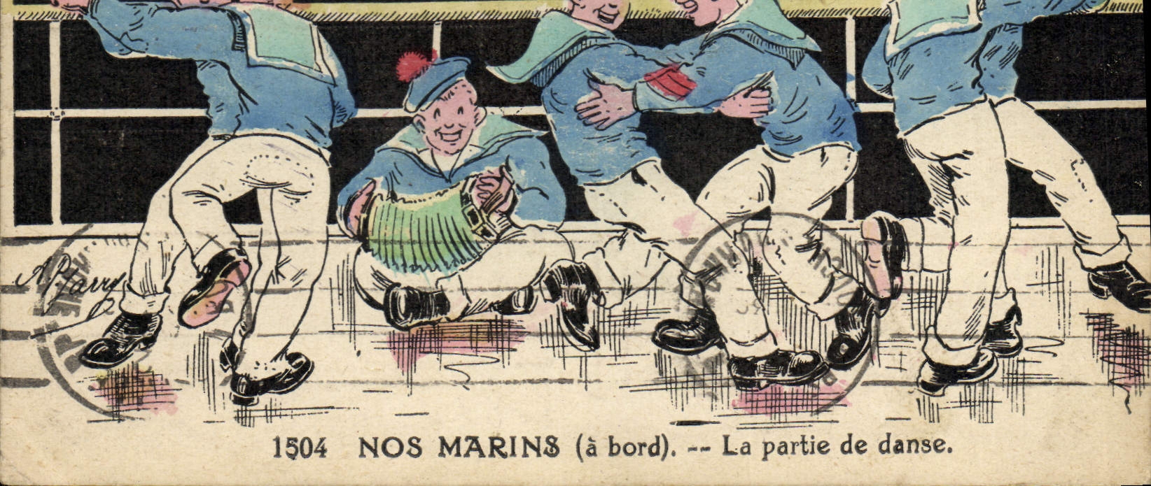 CPA Militaria Nos marins la partie de danse 