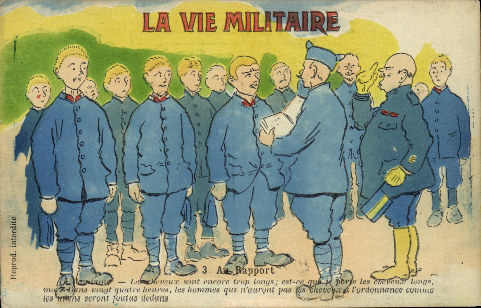 VINTAGE POSTCARD Militaria military life With the report/ratio