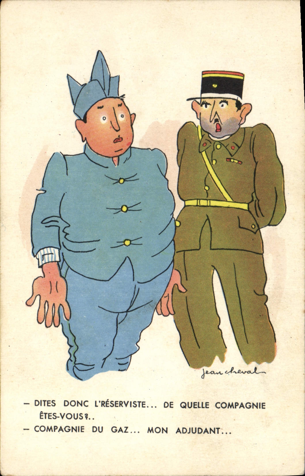 VINTAGE POSTCARD Militaria Jean Horse Reservist