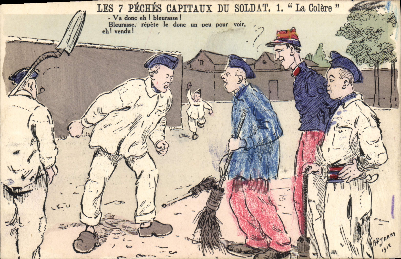 CPA Militaria Les 7 peches capitaux du soldat La colere