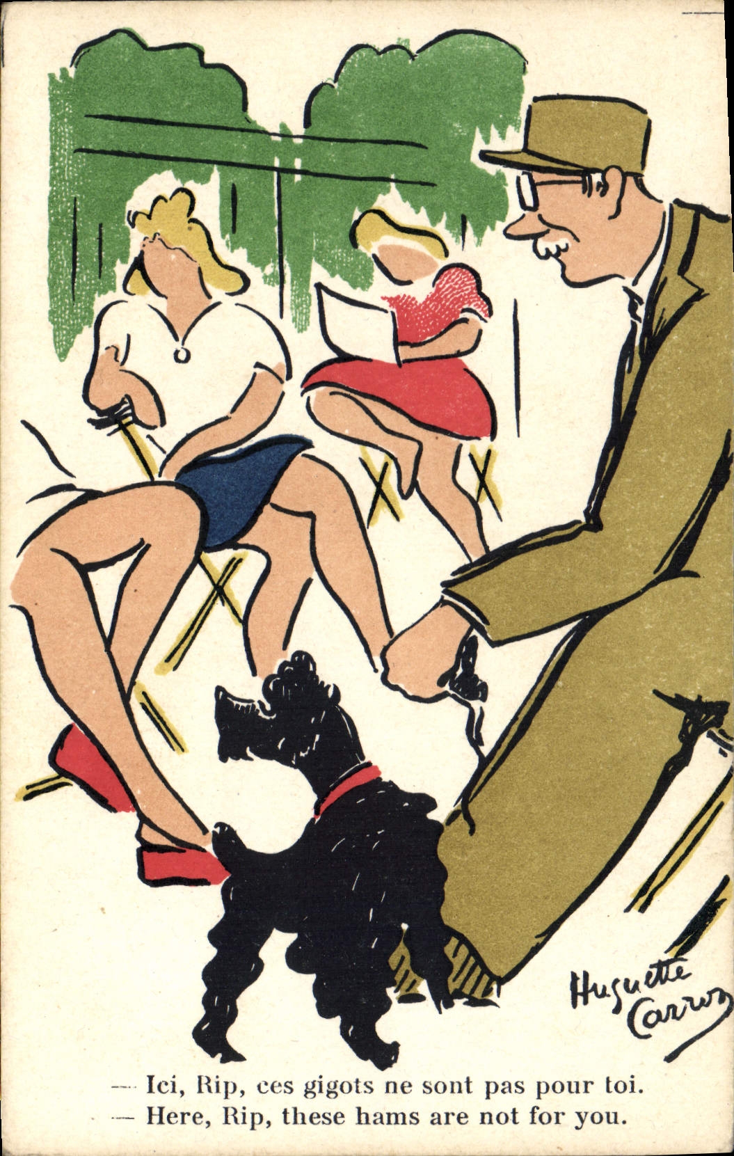 VINTAGE POSTCARD Militaria Legs Dog