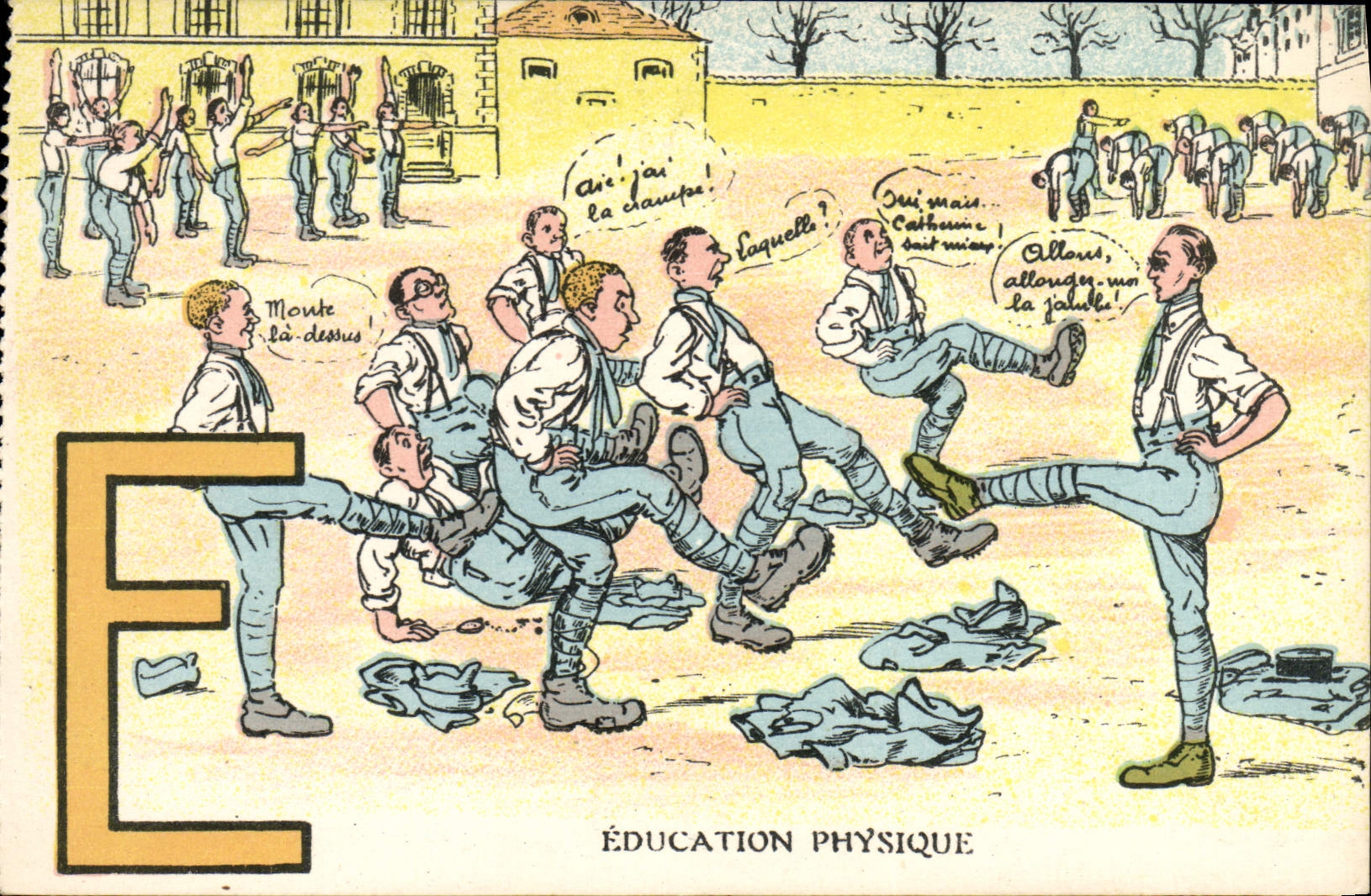 VINTAGE POSTCARD Militaria Physical education