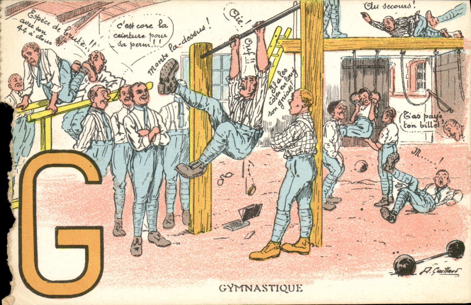 VINTAGE POSTCARD Gymnastic Militaria