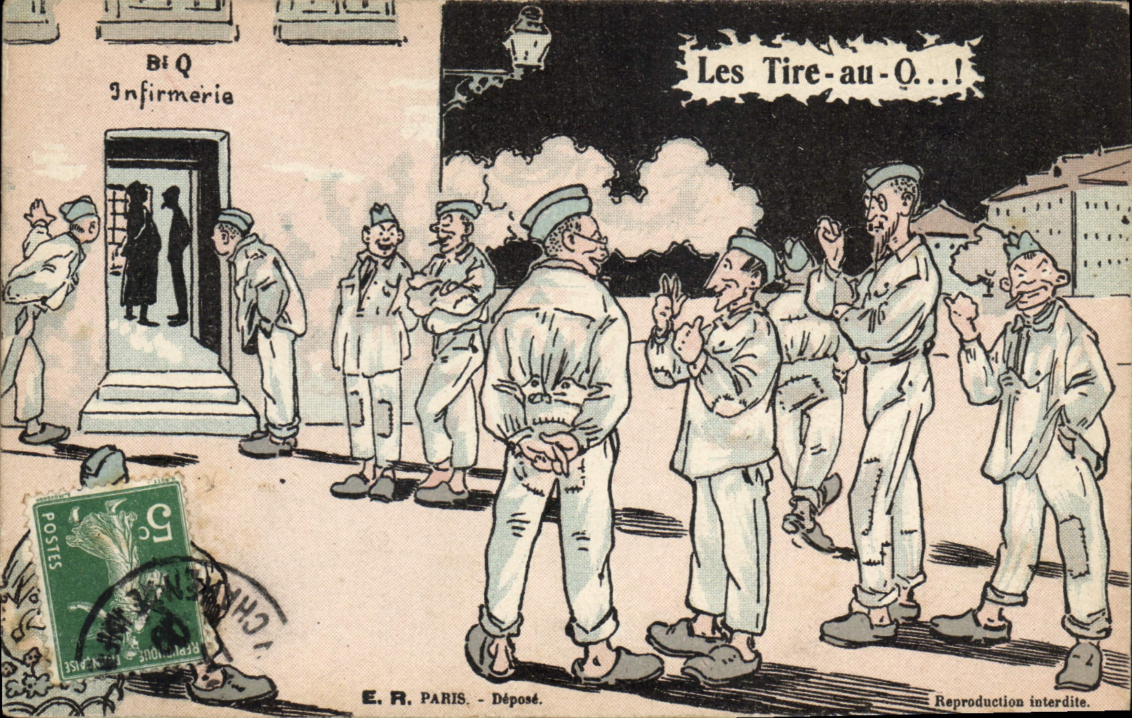 VINTAGE POSTCARD Militaria the car with Q