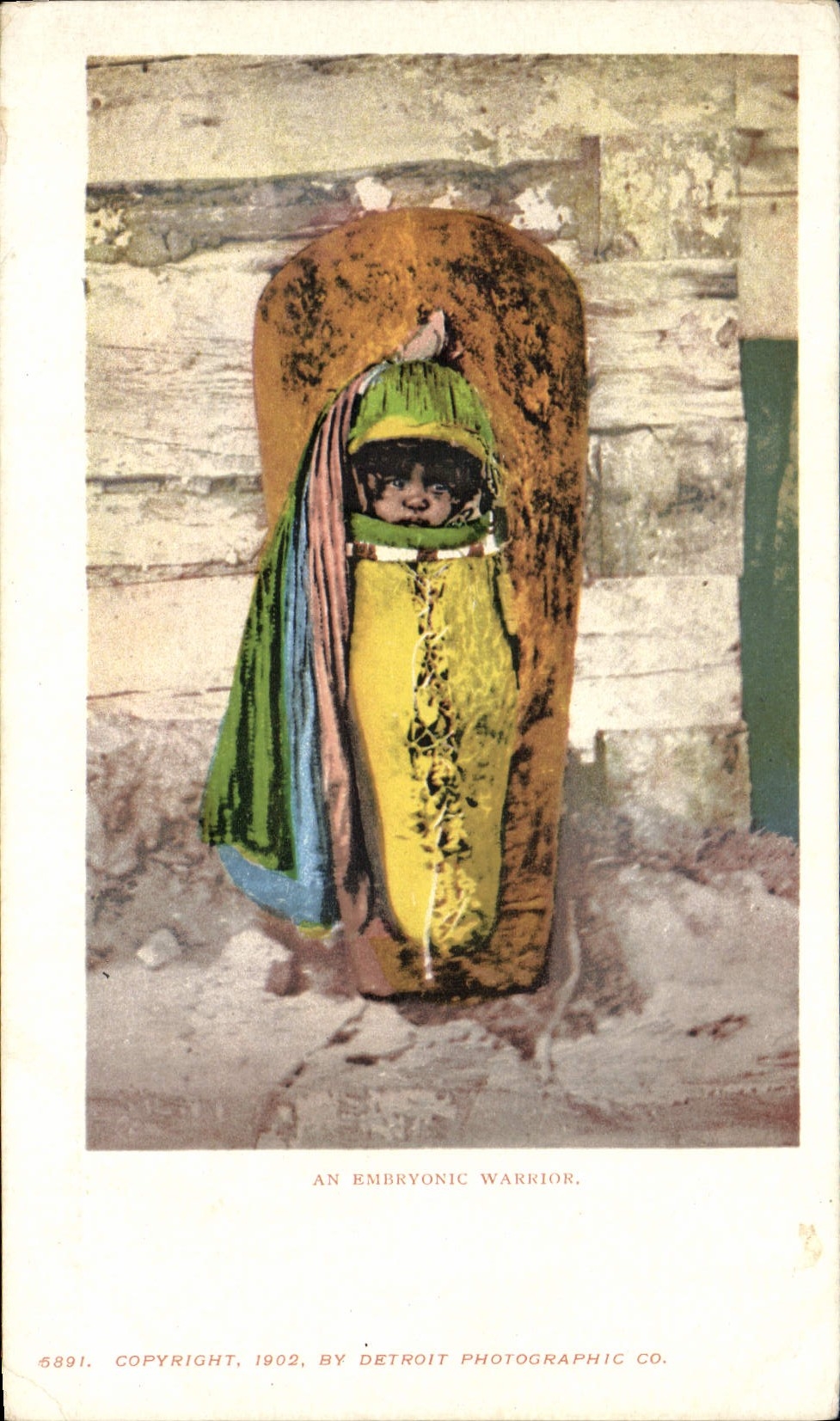 VINTAGE POSTCARD Indian Year Embryonic Warrior