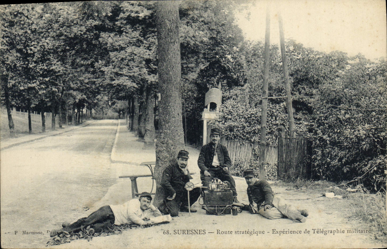 El experimento estratégico y la telegrafía militar Militaria del camino de Suresnes de la POSTAL de la VENDIMIA REMATAN
