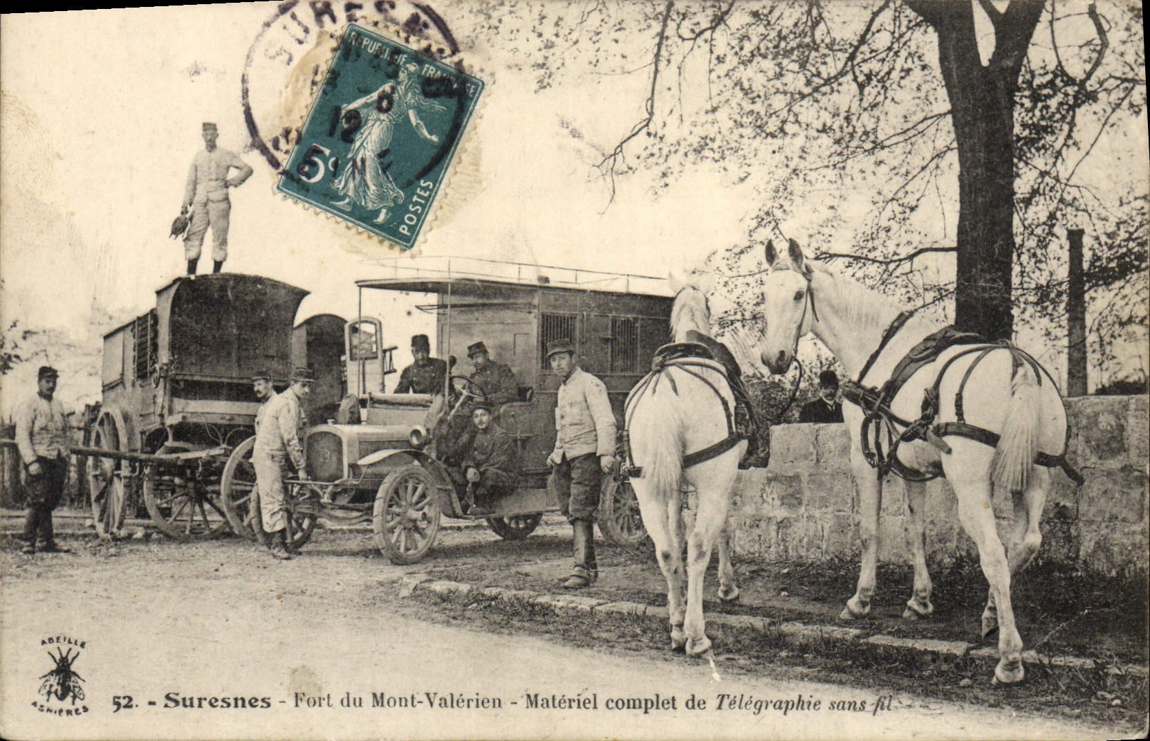 La POSTAL Suresnes Fort du Mont Valerien de la VENDIMIA material termina de TAPA de la telegrafía sin hilos