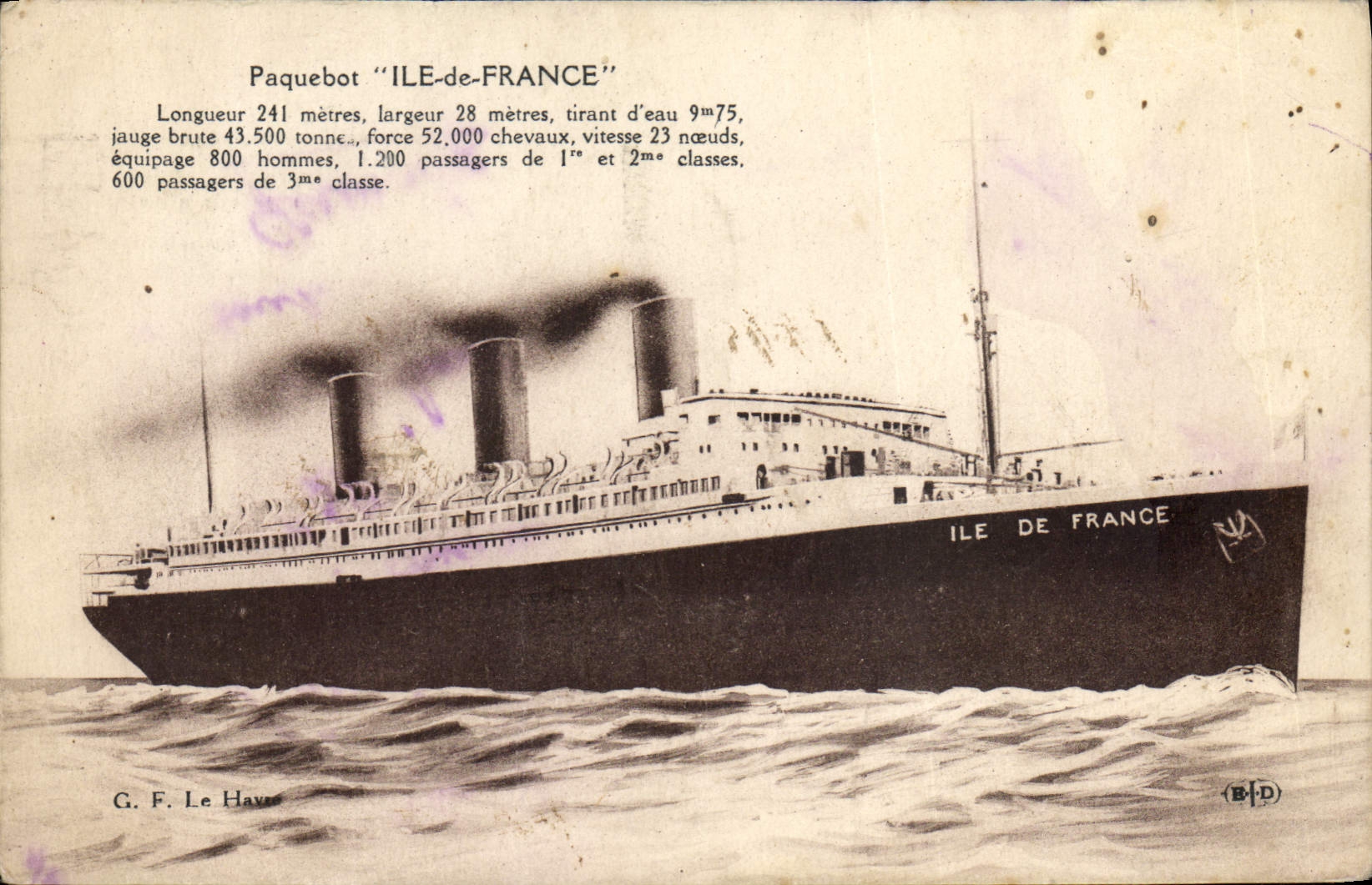 CPA Bateau Paquebot Ile de France