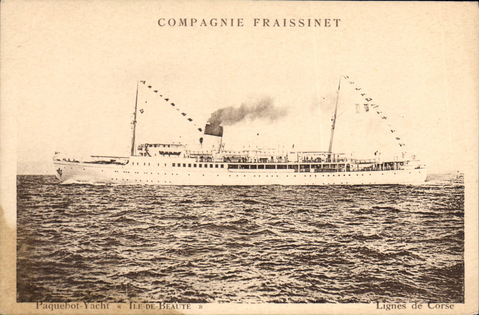 CPA Bateau Paquebot Yacht Ile de Beaute Fraissinet Lignes de Corse