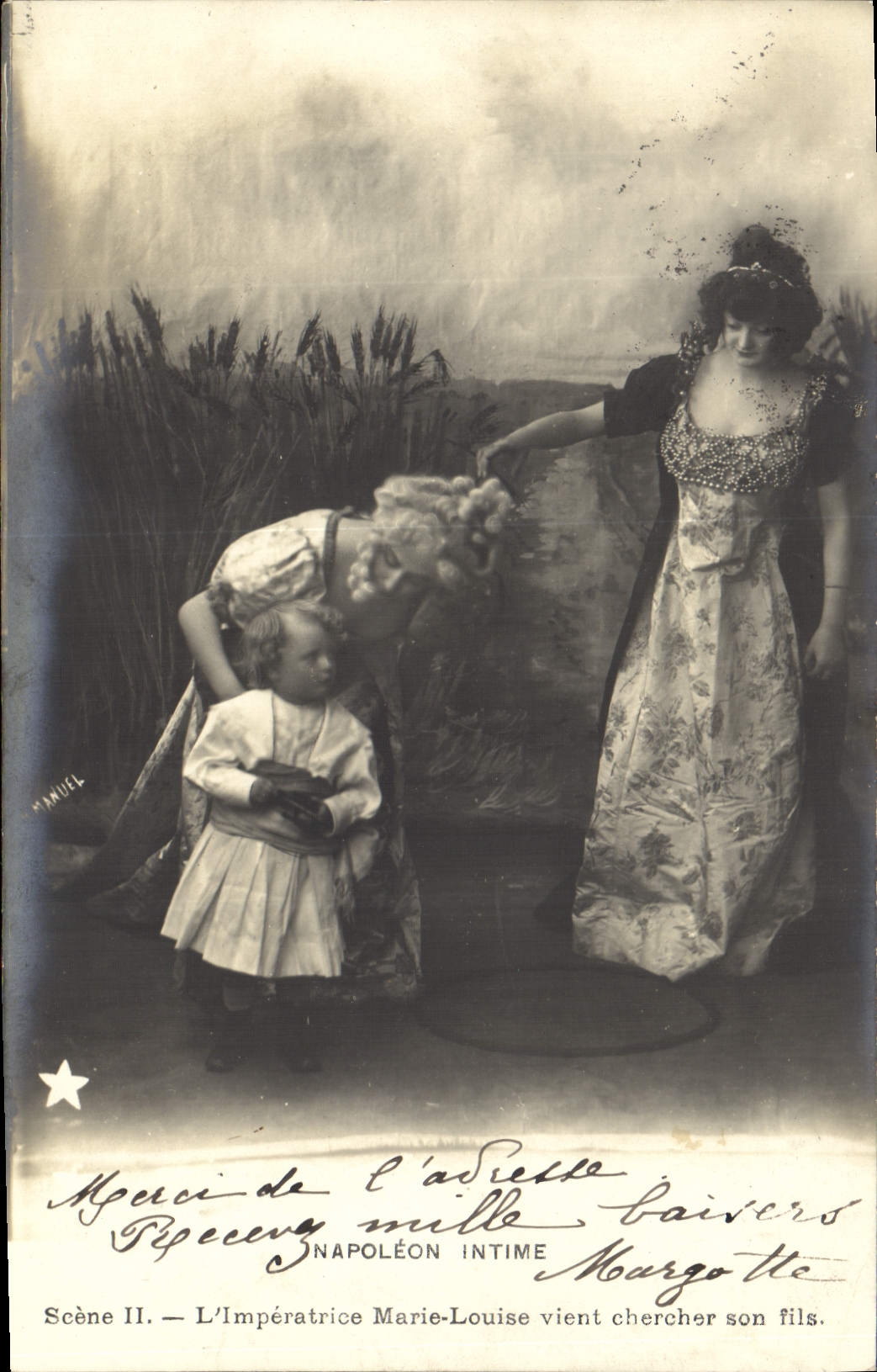 VINTAGE POSTCARD Fantaisie Napoleon 1st close friend the empress Marie Louise comes to seek her son