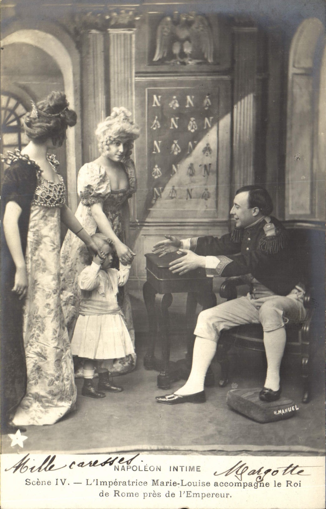 VINTAGE POSTCARD Fantaisie Napoleon 1st close friend the empress Marie Louise accompanies the king by Rome