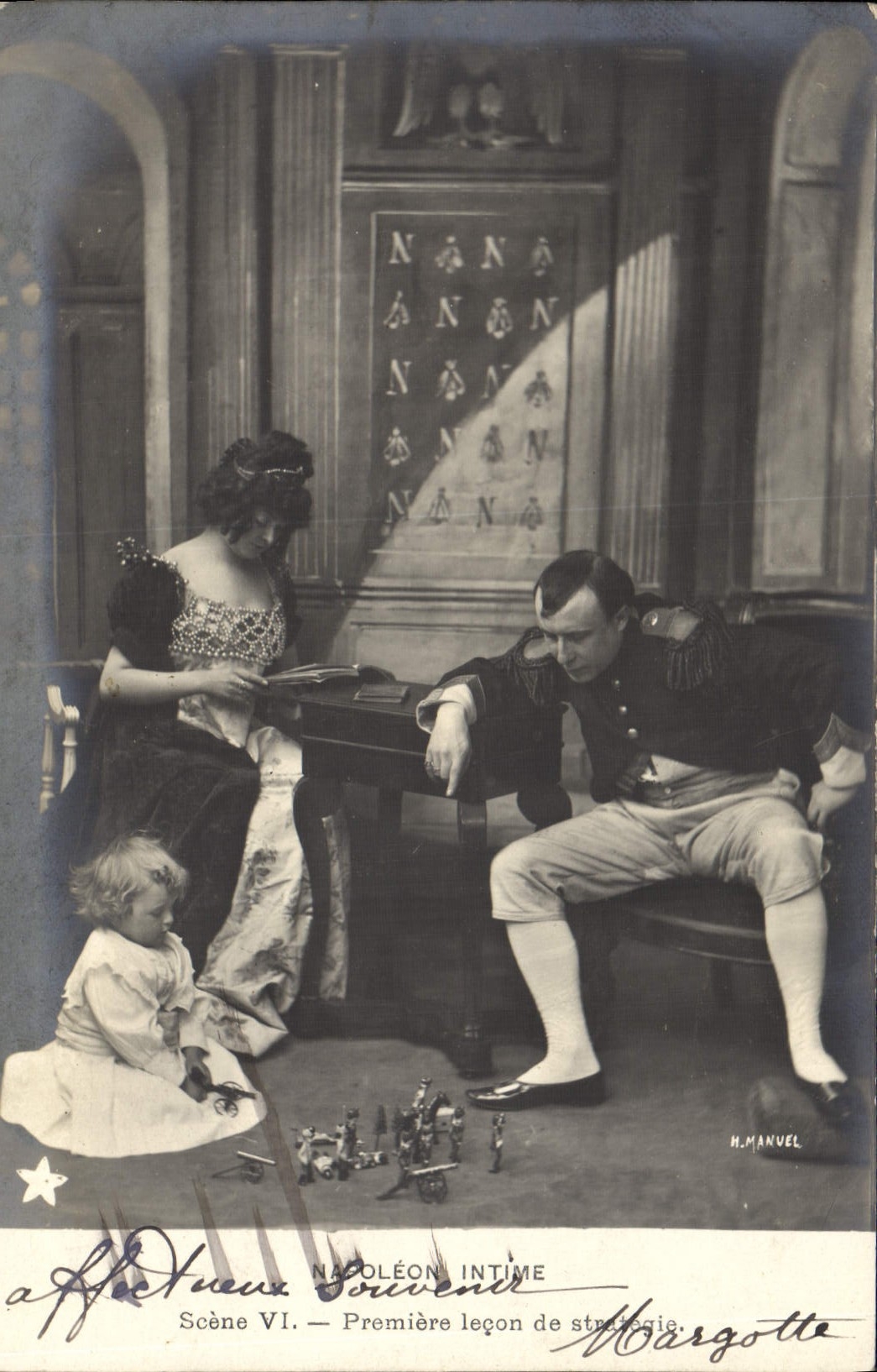 VINTAGE POSTCARD Napoleon Fantasy 1st close friend First lesson of strategy