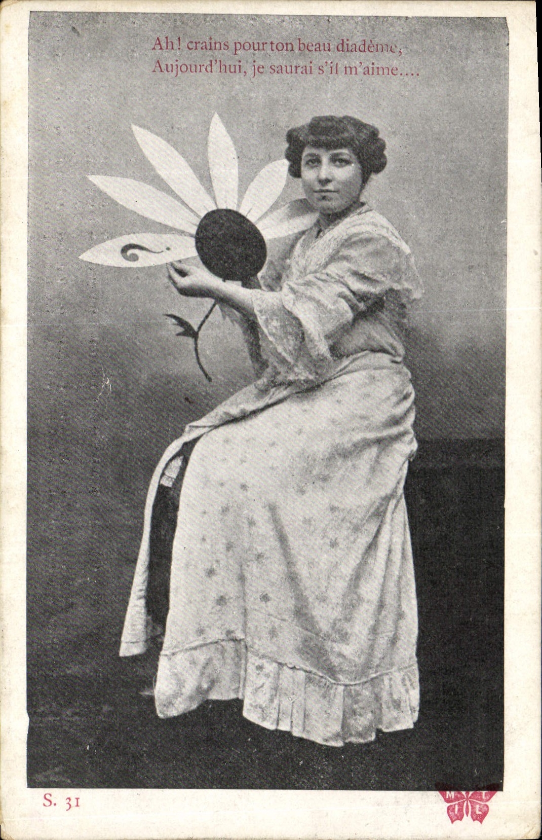 VINTAGE POSTCARD Fantasy Woman Flower