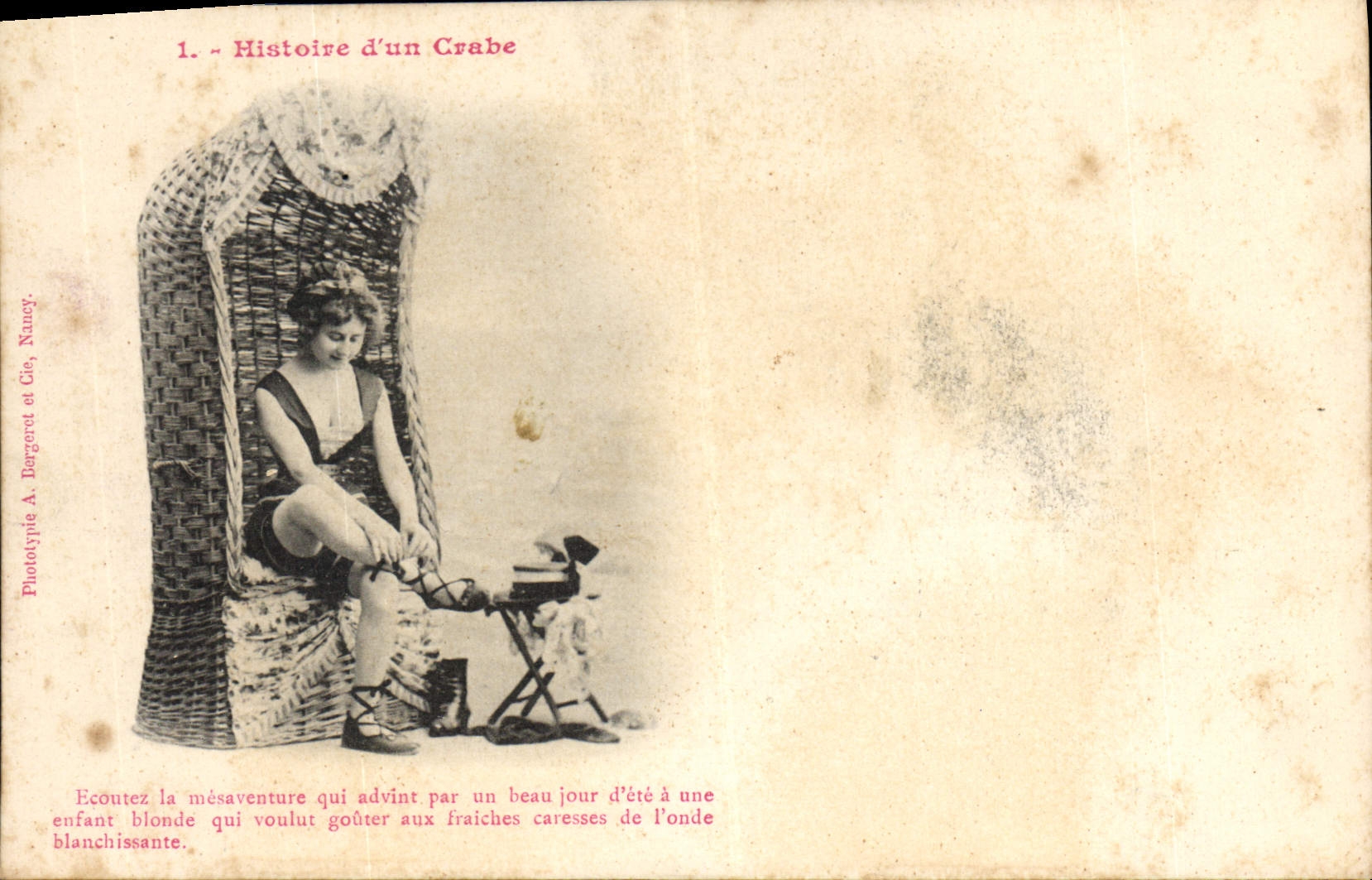 VINTAGE POSTCARD Fantasy History of a crab Woman
