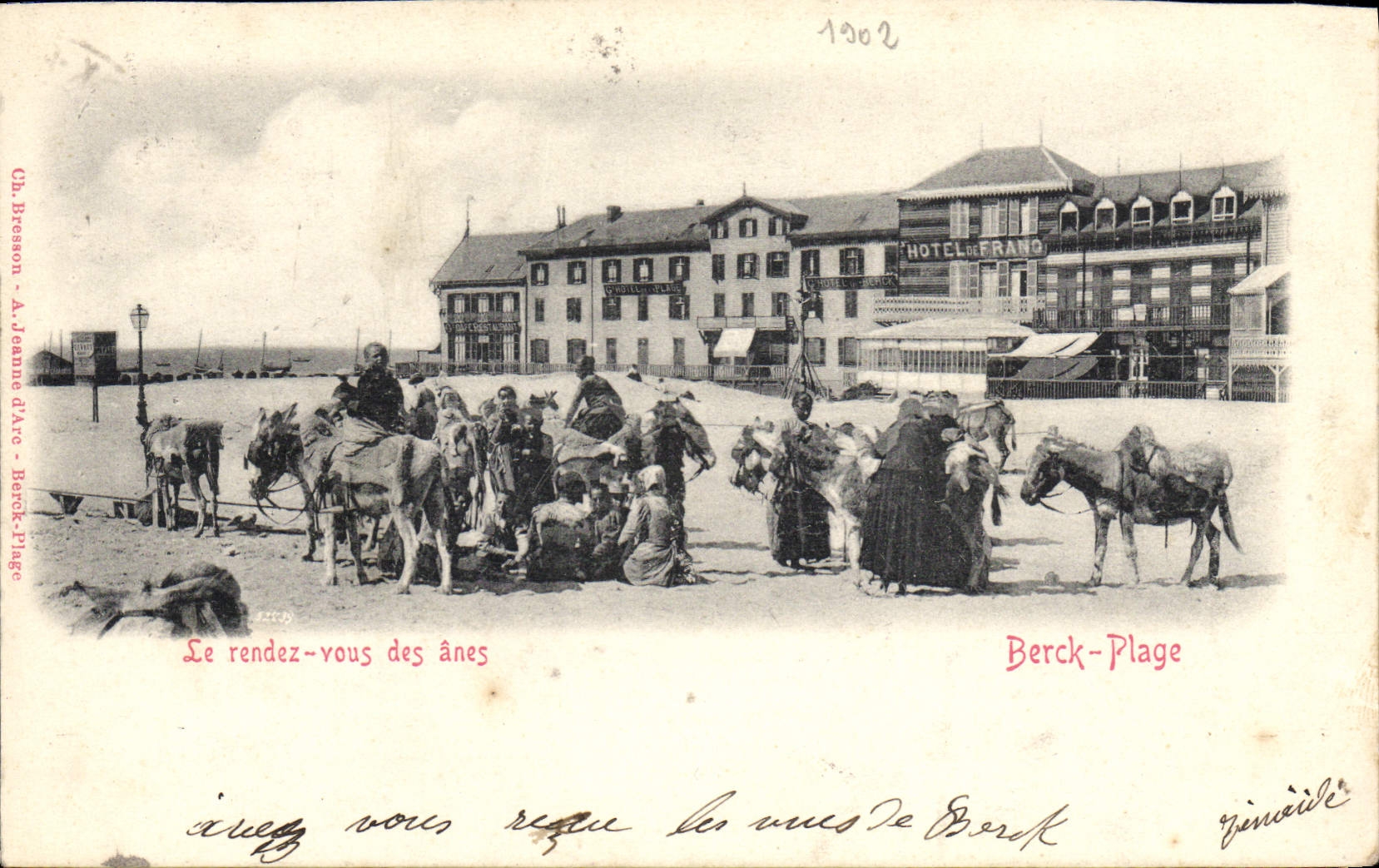 Vuelta Ane del Plage de Berck de la mula de la POSTAL de la VENDIMIA él de los asnos