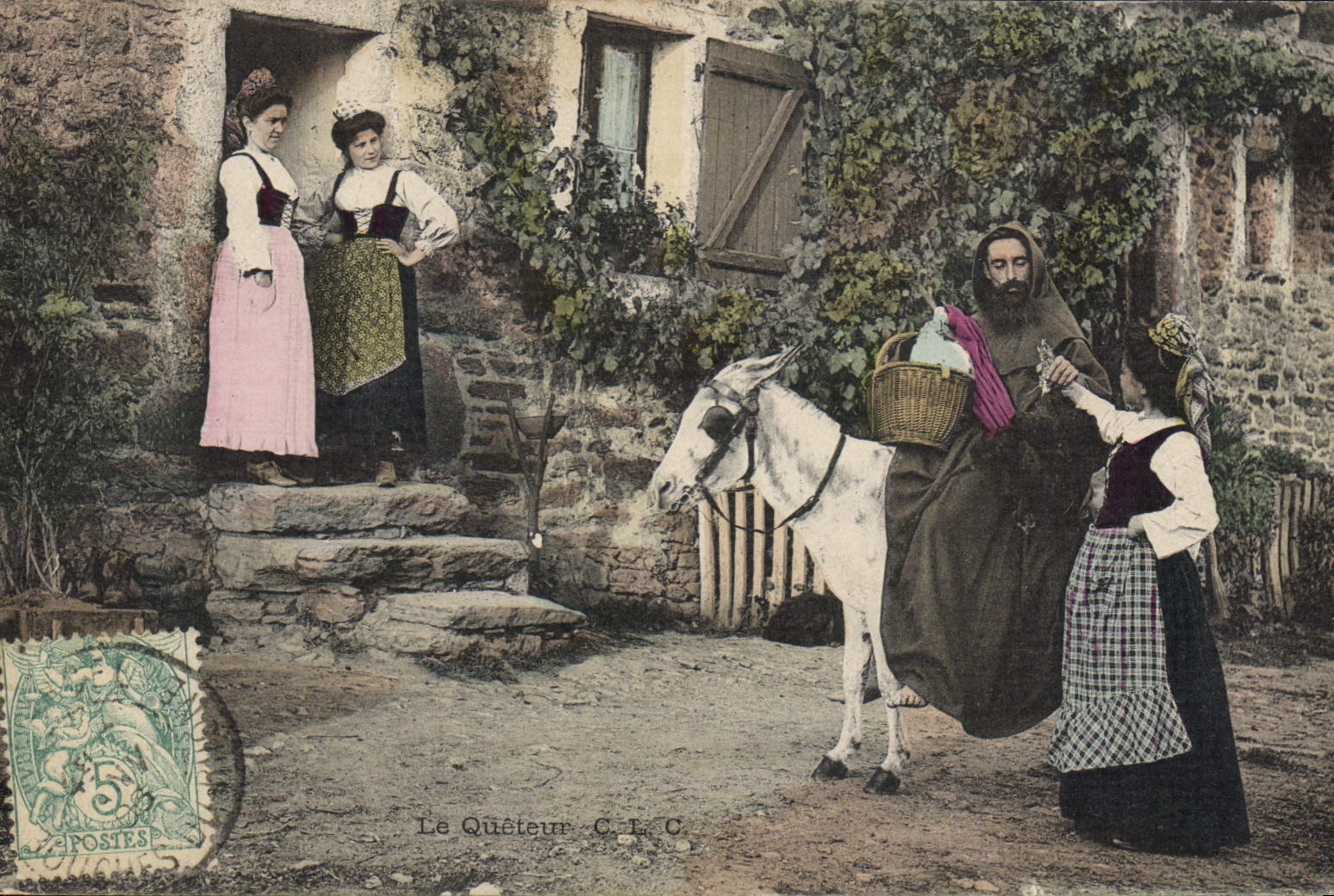 VINTAGE POSTCARD Ass Mule the collector Begging