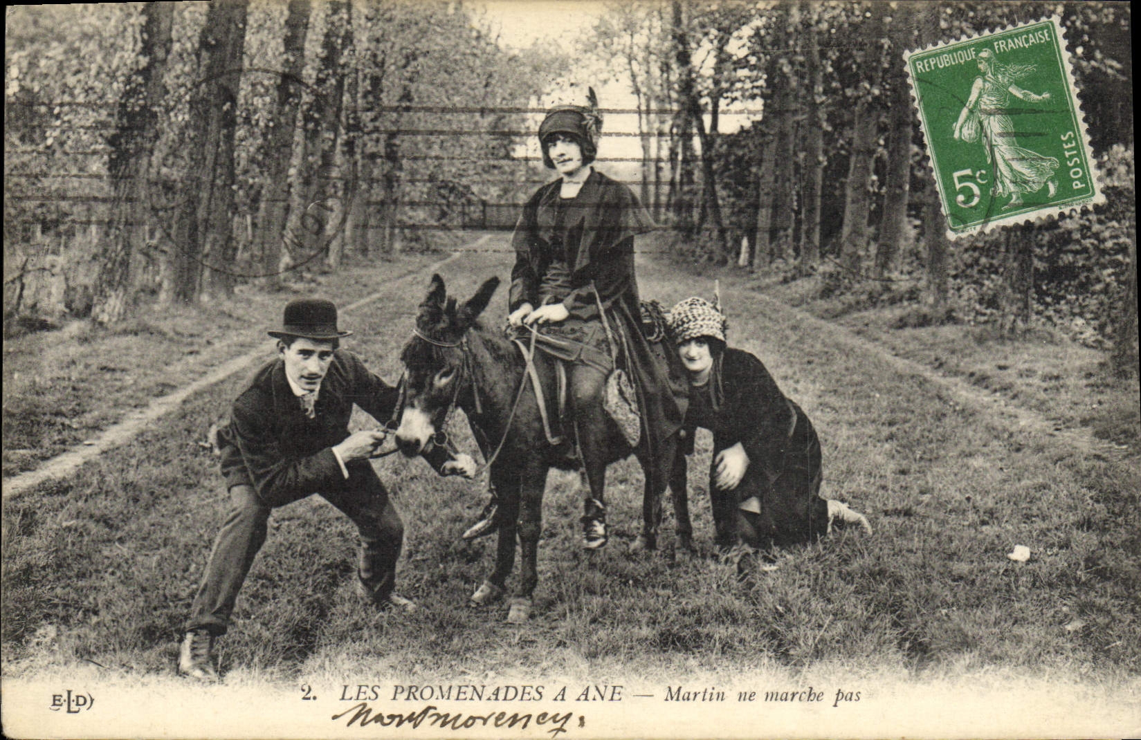 VINTAGE POSTCARD Ane Mule the walks has ass Martin does not go