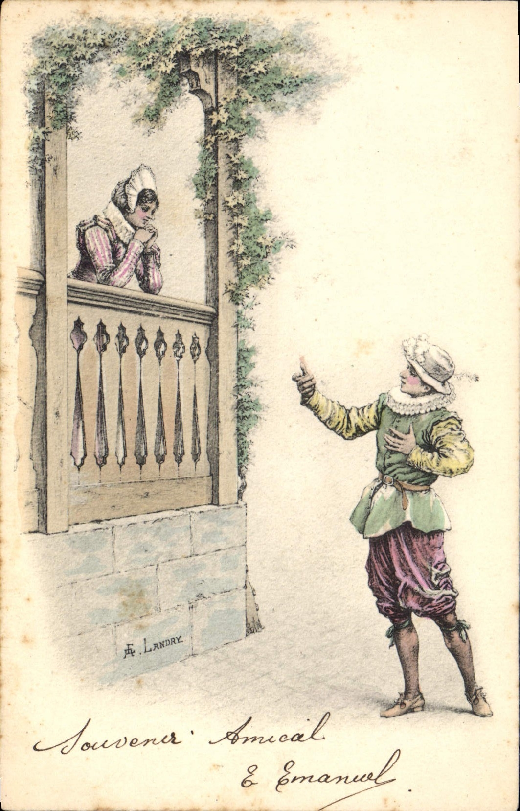 VINTAGE POSTCARD Fantasy Illustrator Landry Woman