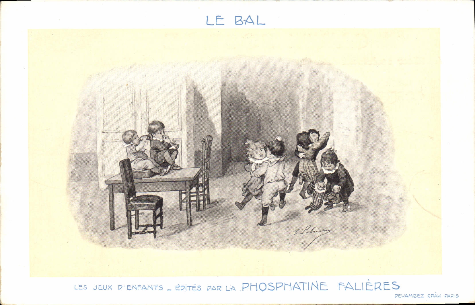 VINTAGE POSTCARD Fantasy Illustrator the ball Phosphatine Fallieres sets of children