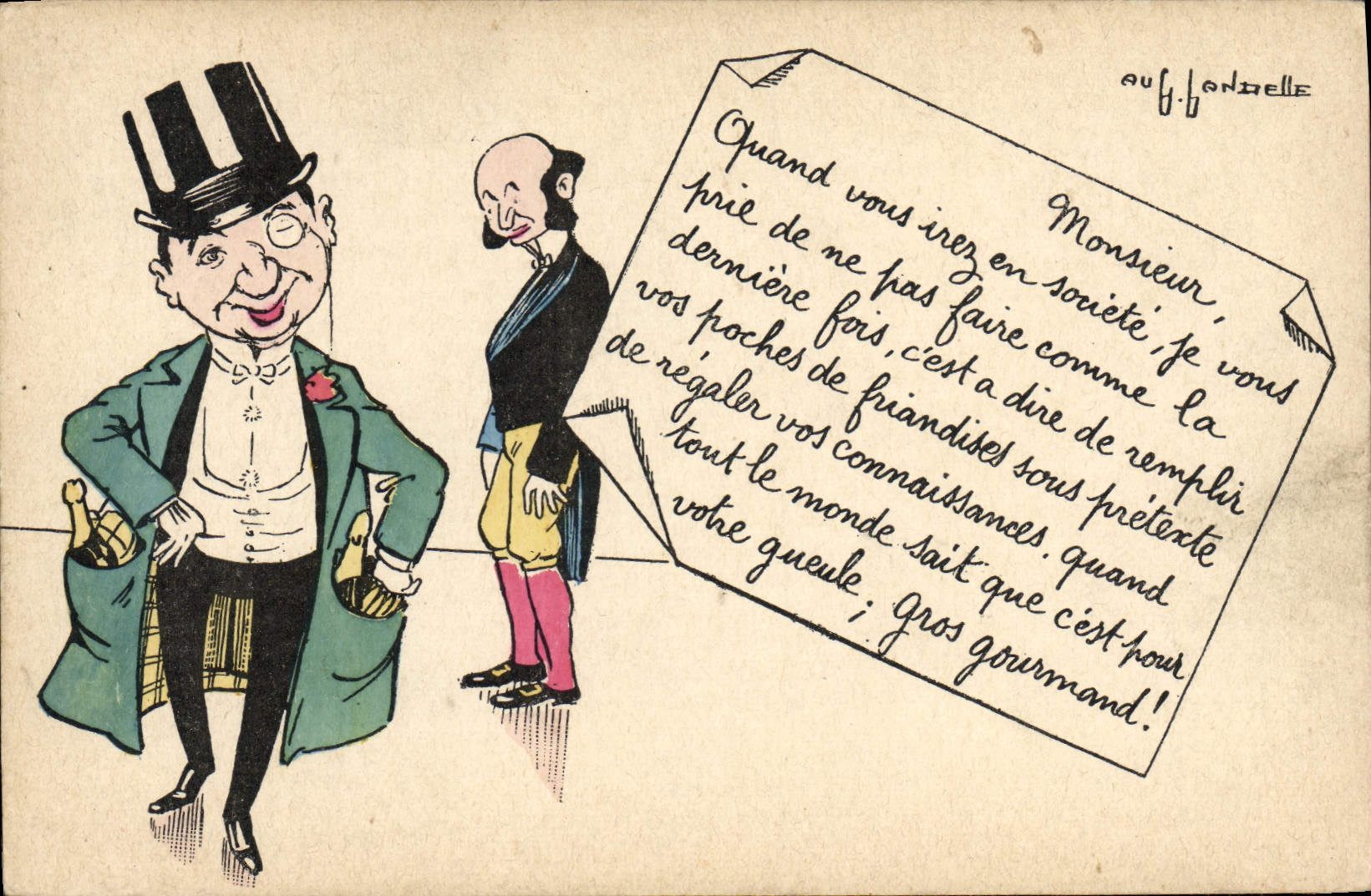 VINTAGE POSTCARD Fantasy Illustrator Man out of hat