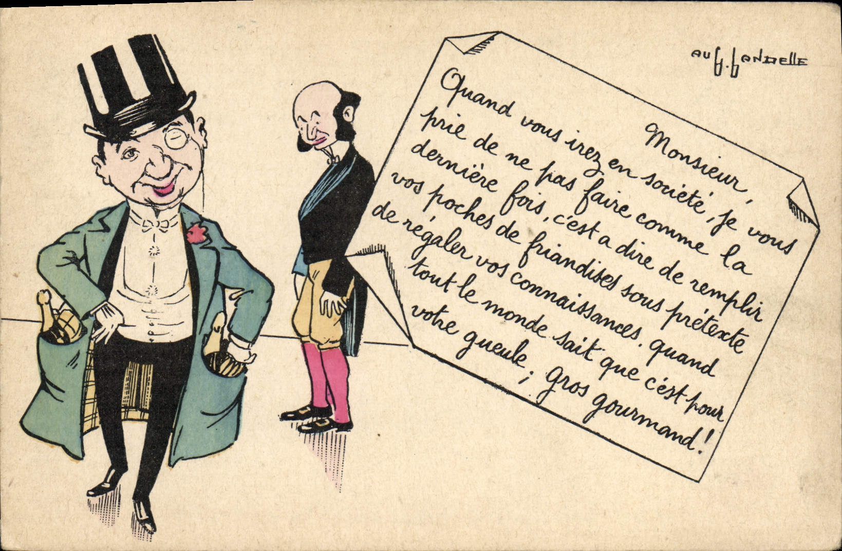 CPA Fantaisie Illustrateur Homme en chapeau